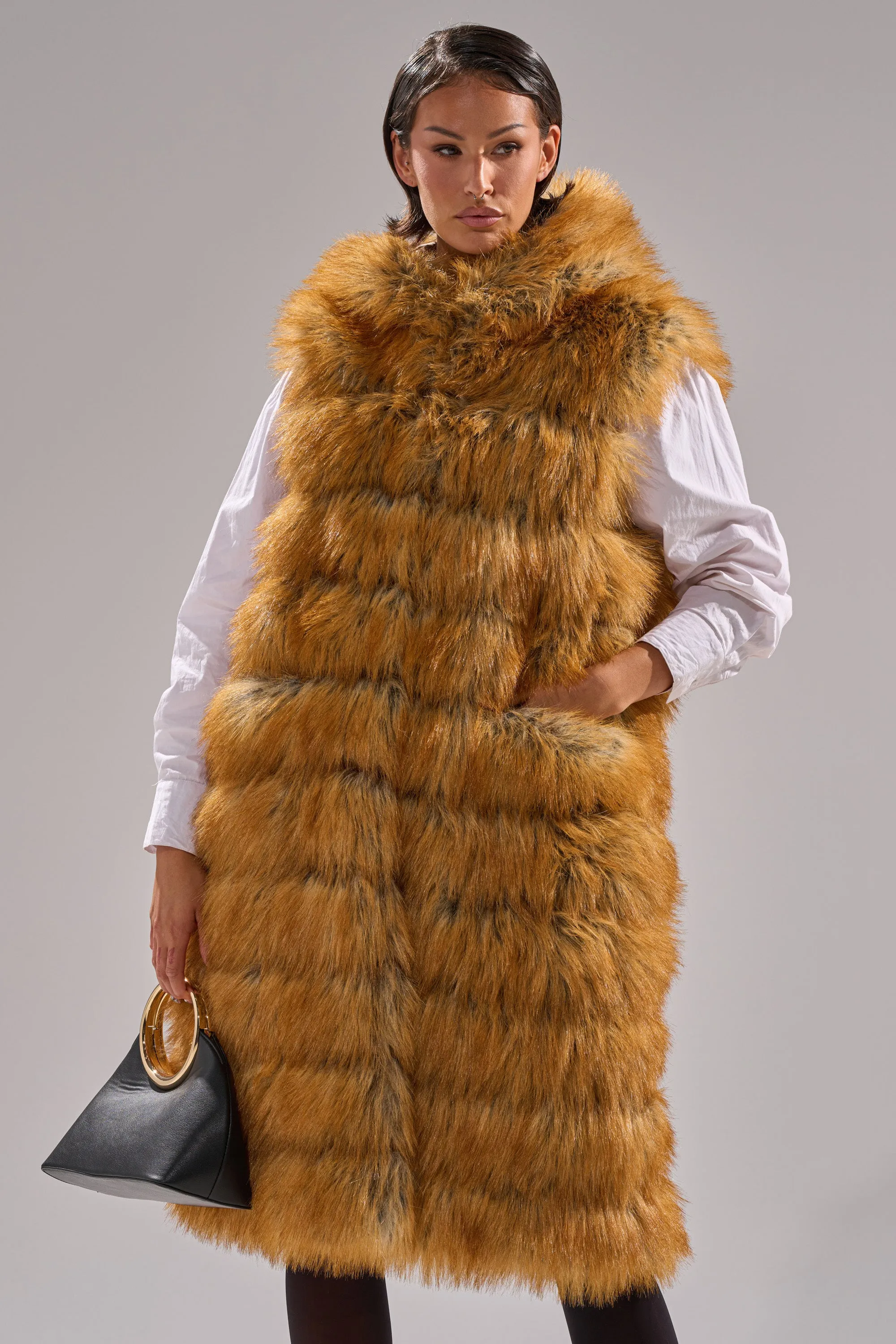 SLY HOODED FAUX FUR VEST sold by AKIRA product image thumbnail 5