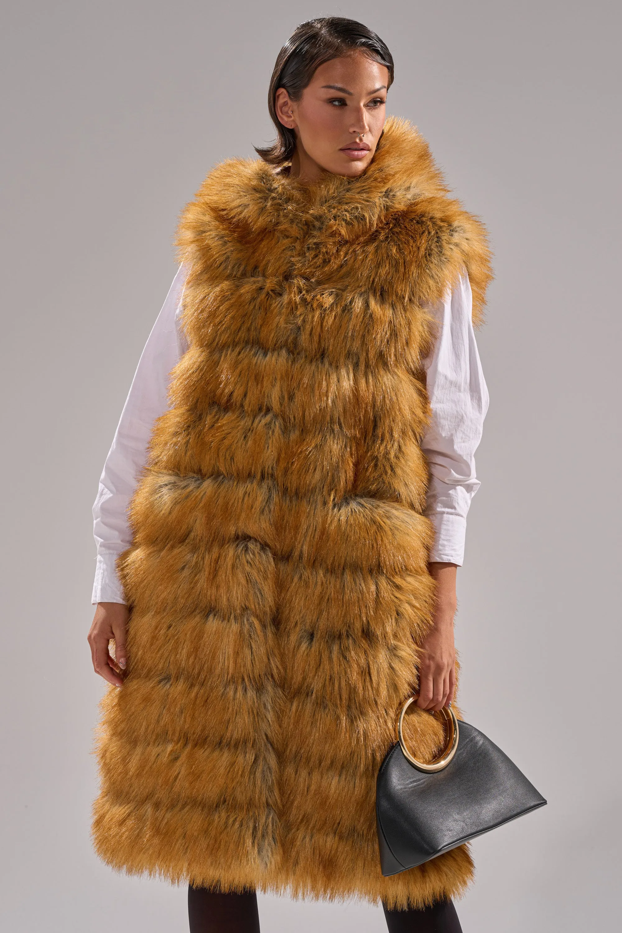 SLY HOODED FAUX FUR VEST sold by AKIRA product image thumbnail 2