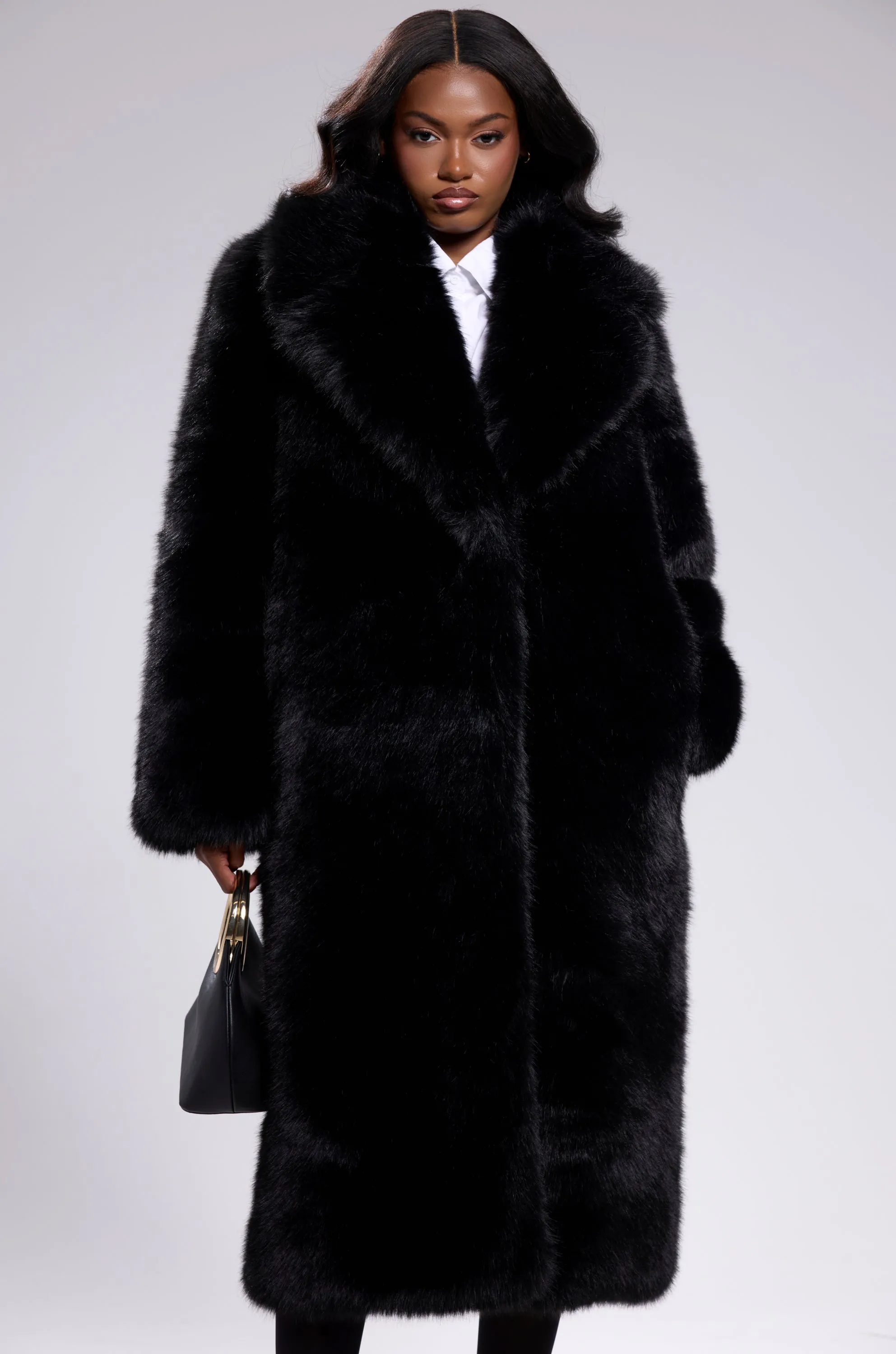 OSLO FAUX FUR COAT IN BLACK sold by AKIRA product image thumbnail 3