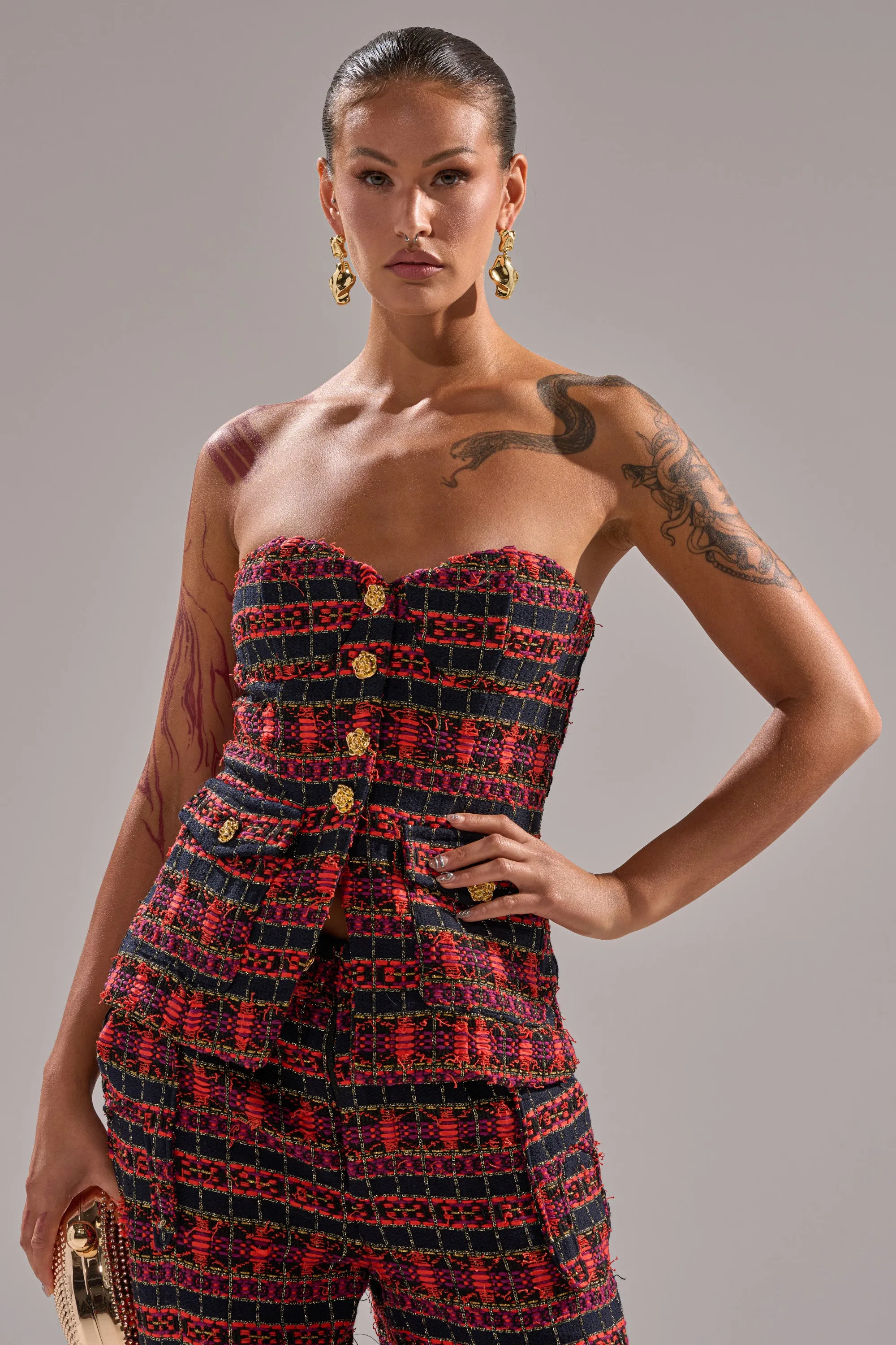 ONLY THINK ABOUT YOU CORSET IN TWEED sold by AKIRA