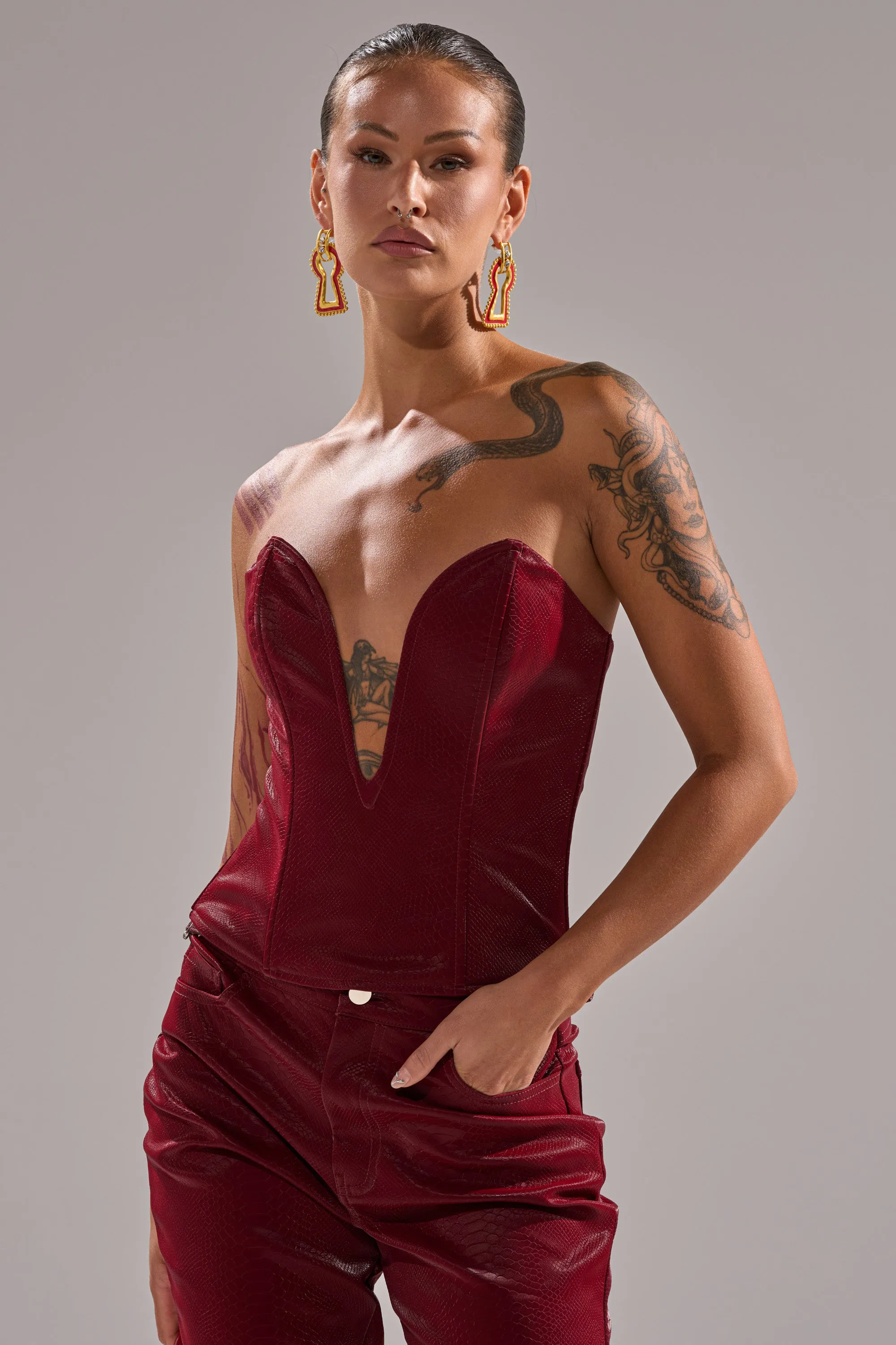 TOO HOT FOR YOU FAUX LEATHER CORSET sold by AKIRA product image thumbnail 2