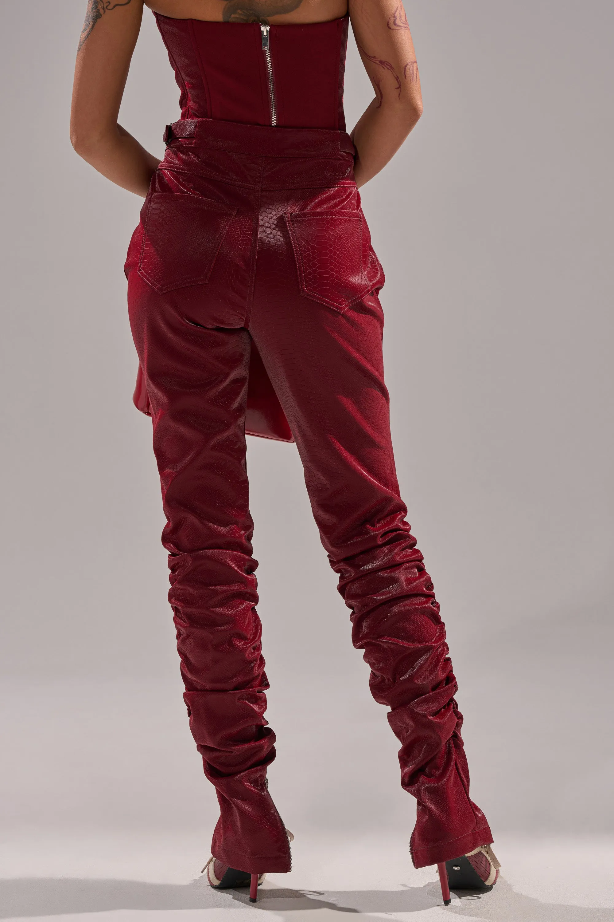 TOO HOT FOR YOU FAUX LEATHER RUCHED TROUSER sold by AKIRA product image thumbnail 5