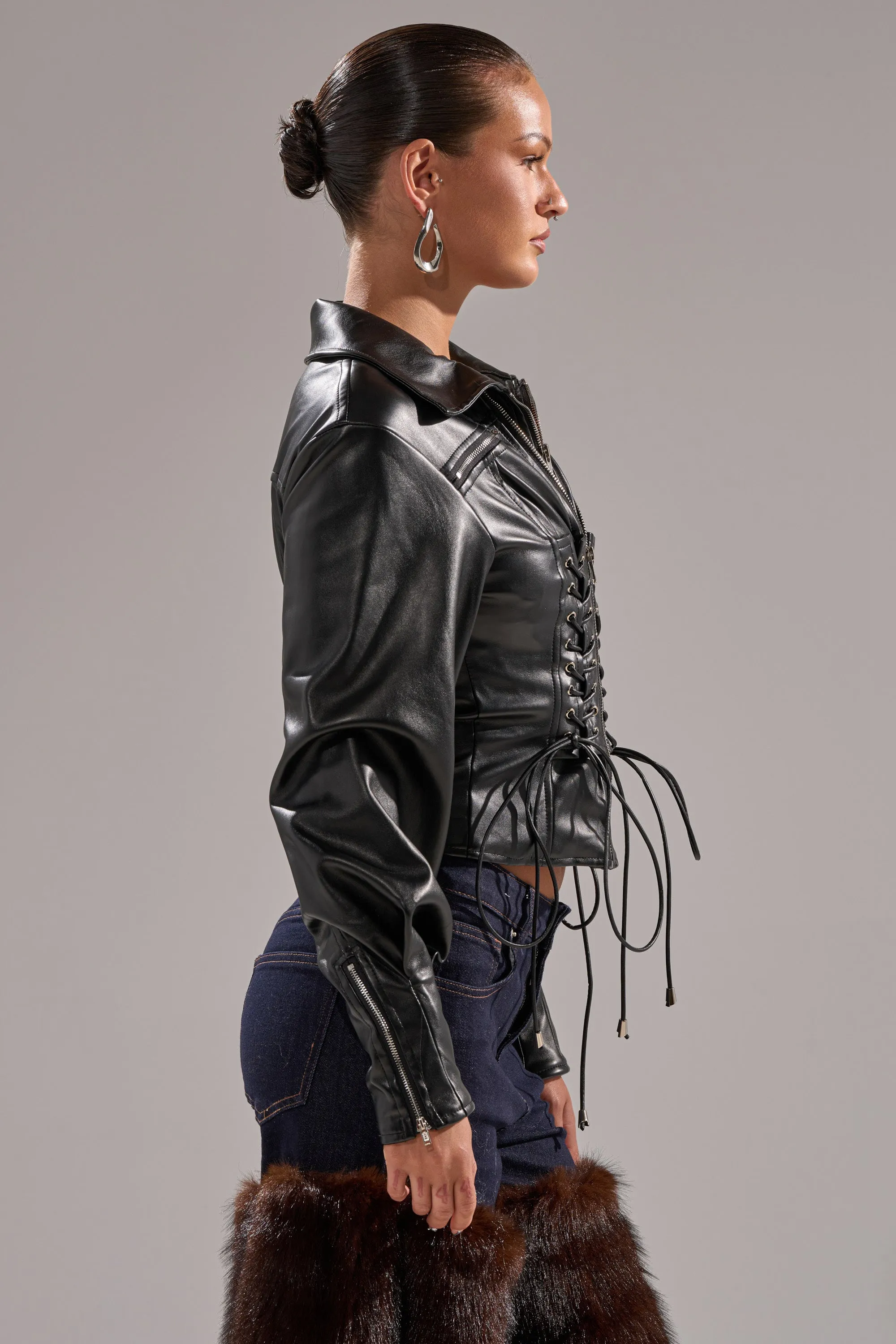 AUDREY FAUX LEATHER BLOUSE sold by AKIRA product image thumbnail 5