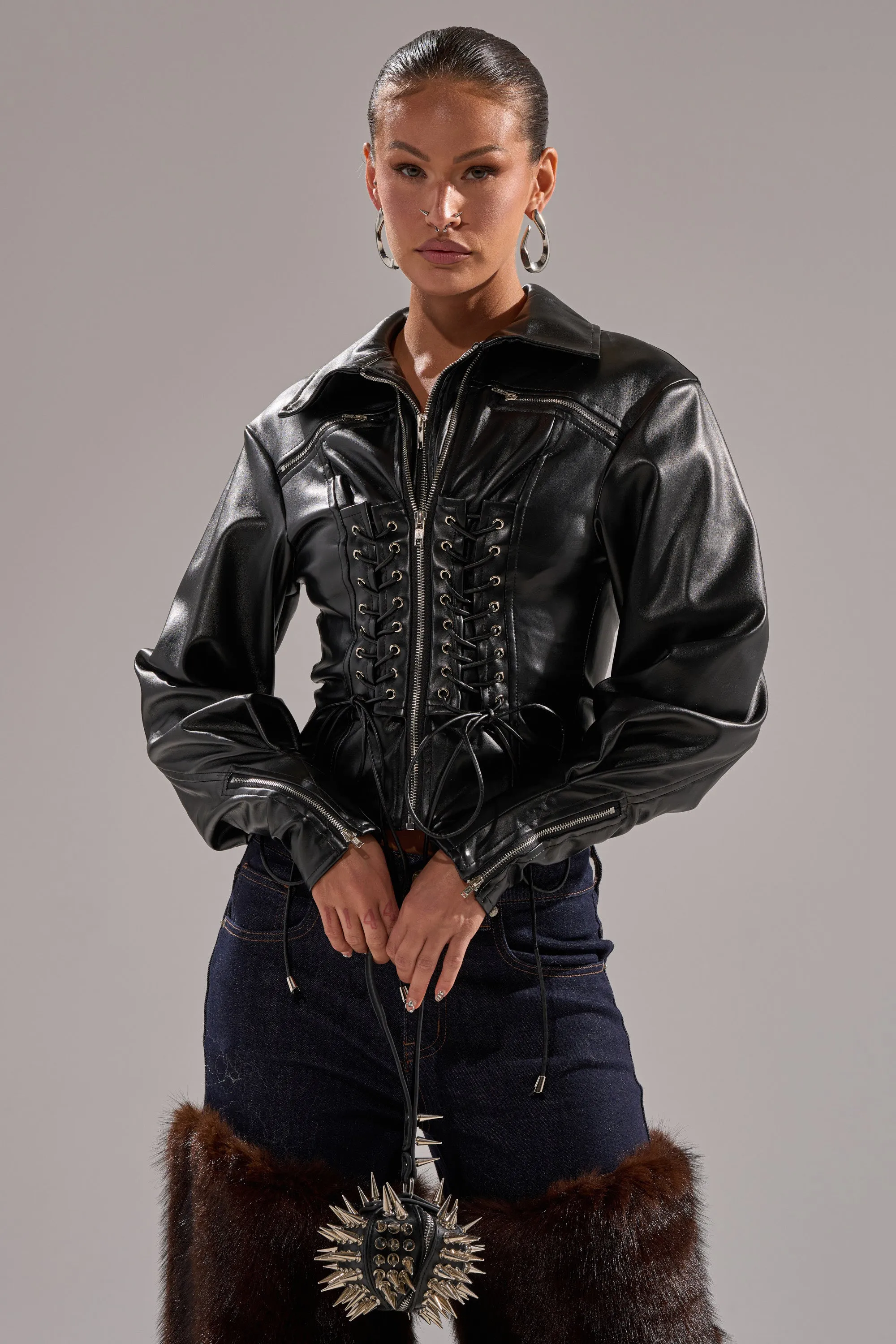 AUDREY FAUX LEATHER BLOUSE sold by AKIRA product image thumbnail 3