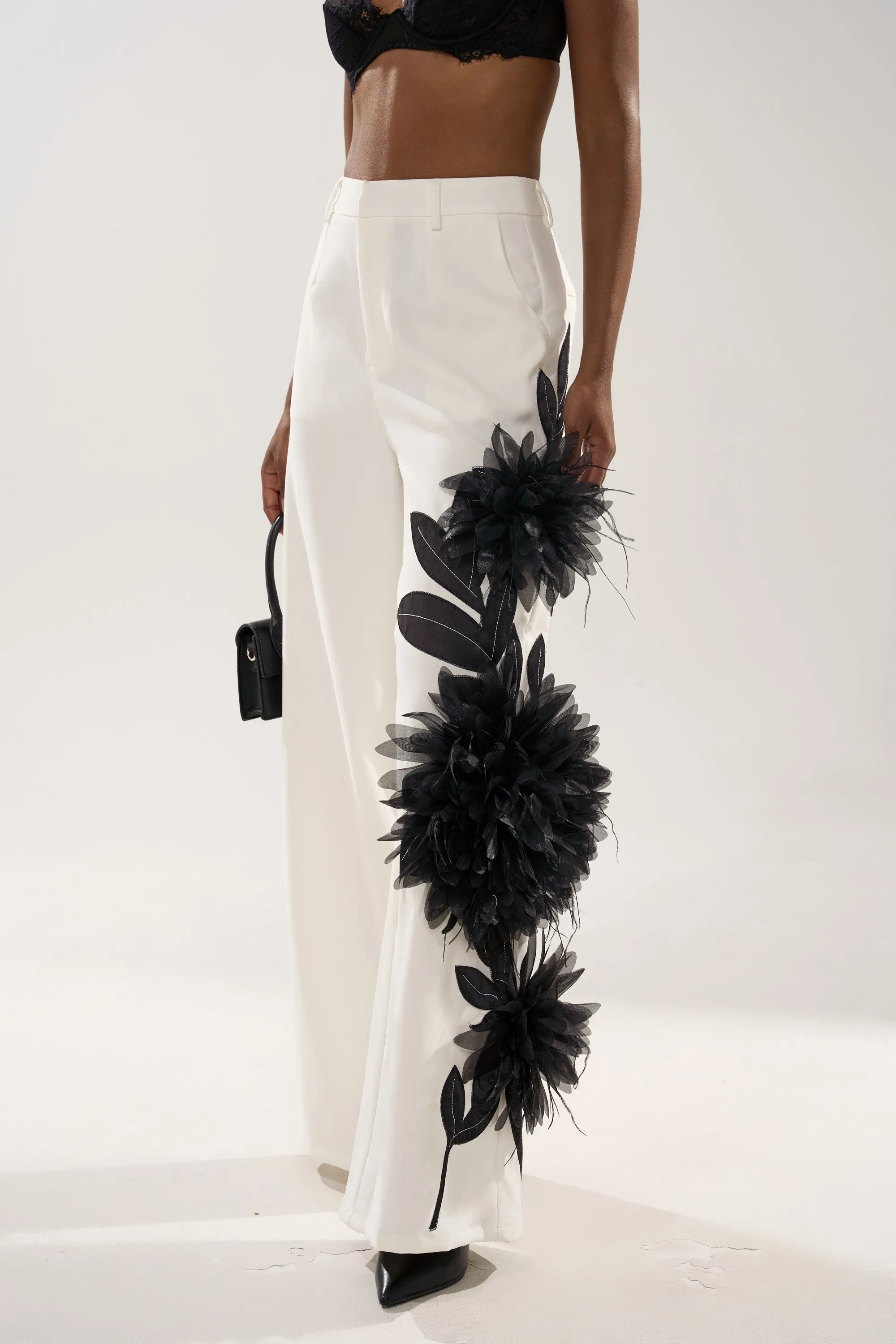 IN FULL BLOOM APPLIQUE TROUSER sold by AKIRA