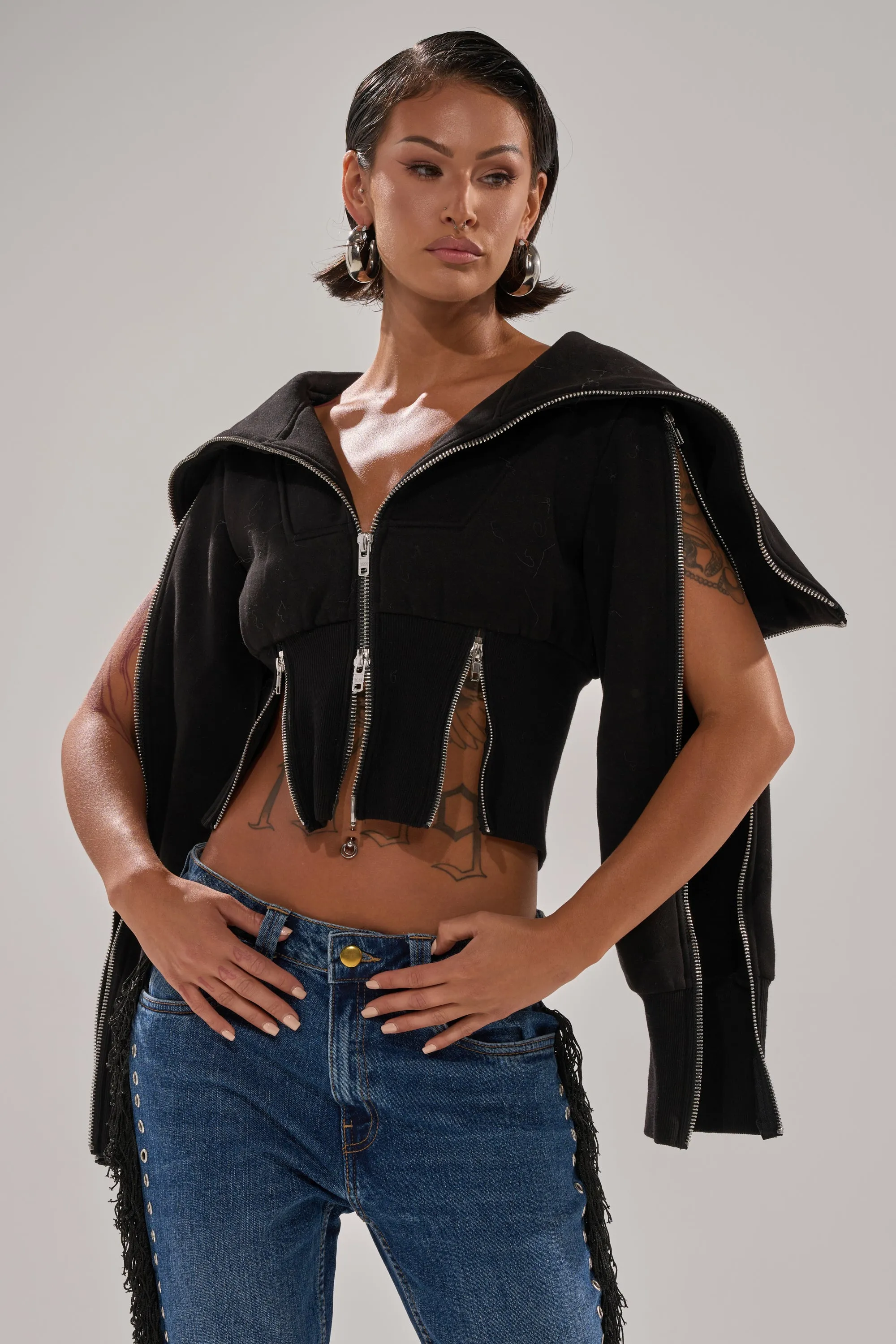 MULTI ZIP CORSETED HOODIE sold by AKIRA product image thumbnail 3