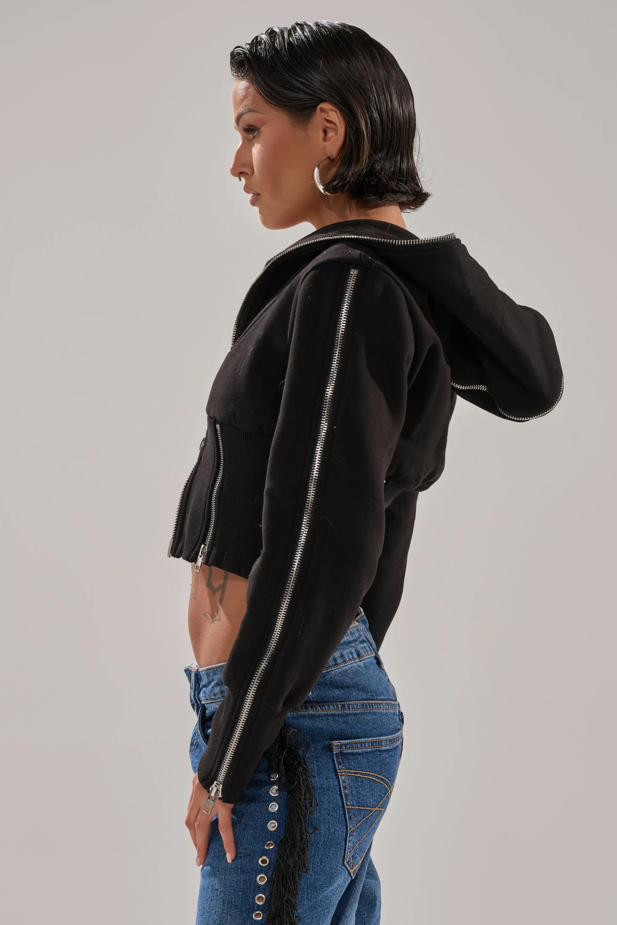 MULTI ZIP CORSETED HOODIE sold by AKIRA product image thumbnail 5
