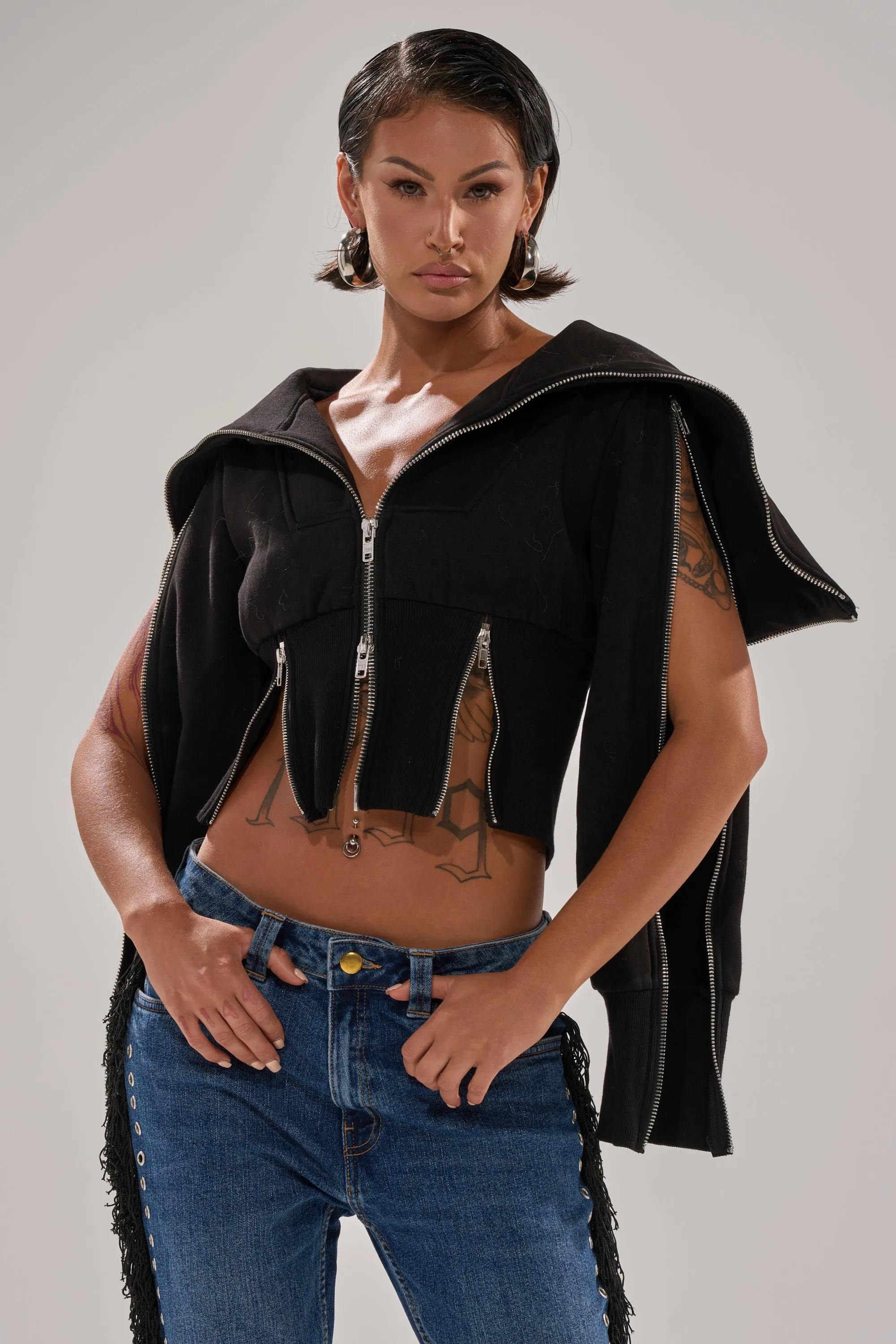 MULTI ZIP CORSETED HOODIE sold by AKIRA product image thumbnail 4