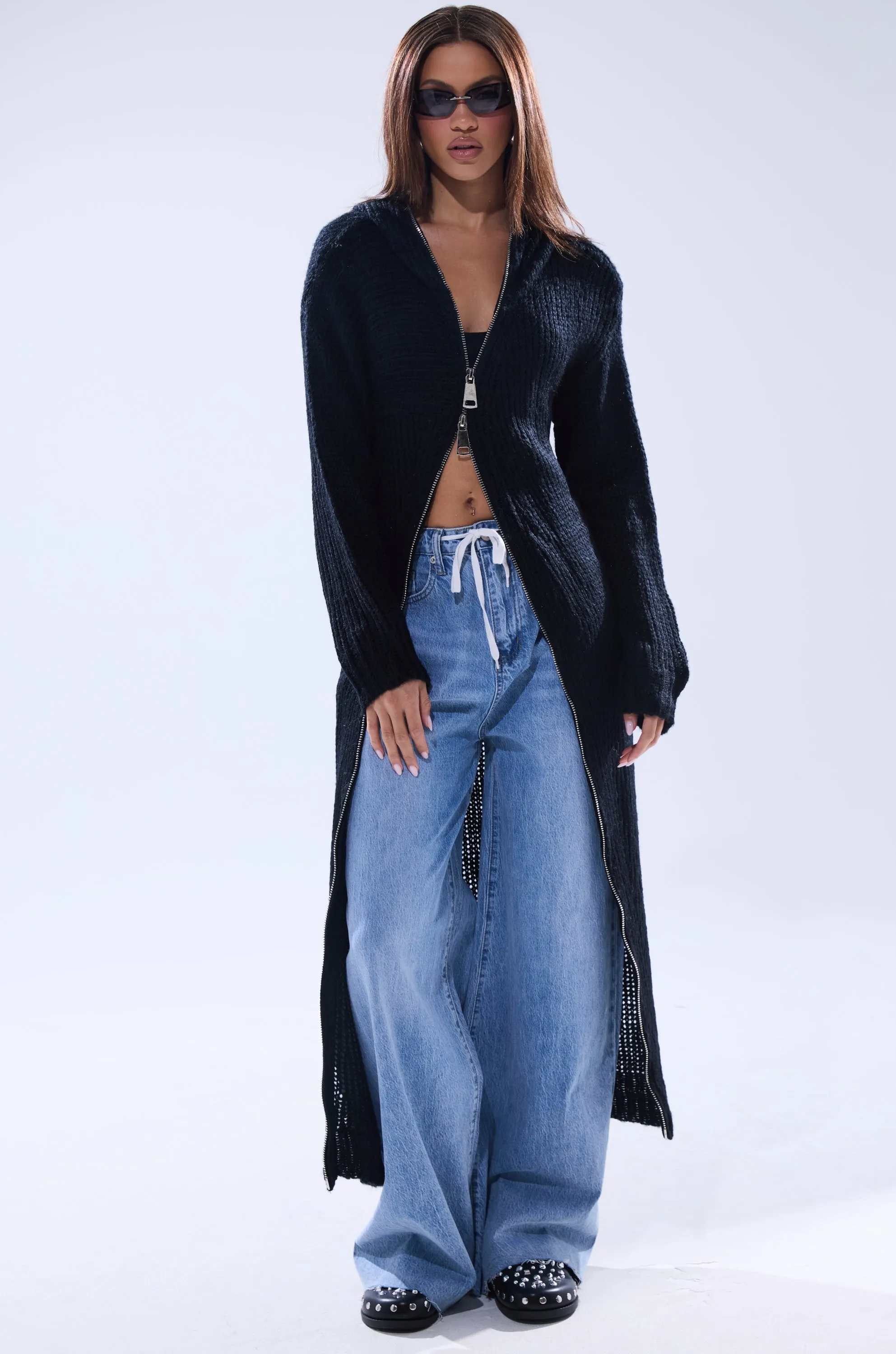 COZIEST GIRLY ZIP UP SWEATER sold by AKIRA