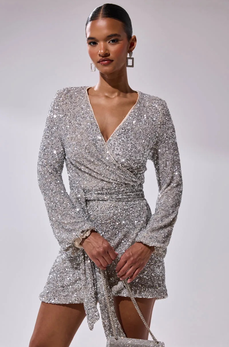 LORETTA SEQUIN WRAP MINI DRESS sold by AKIRA product image thumbnail 2