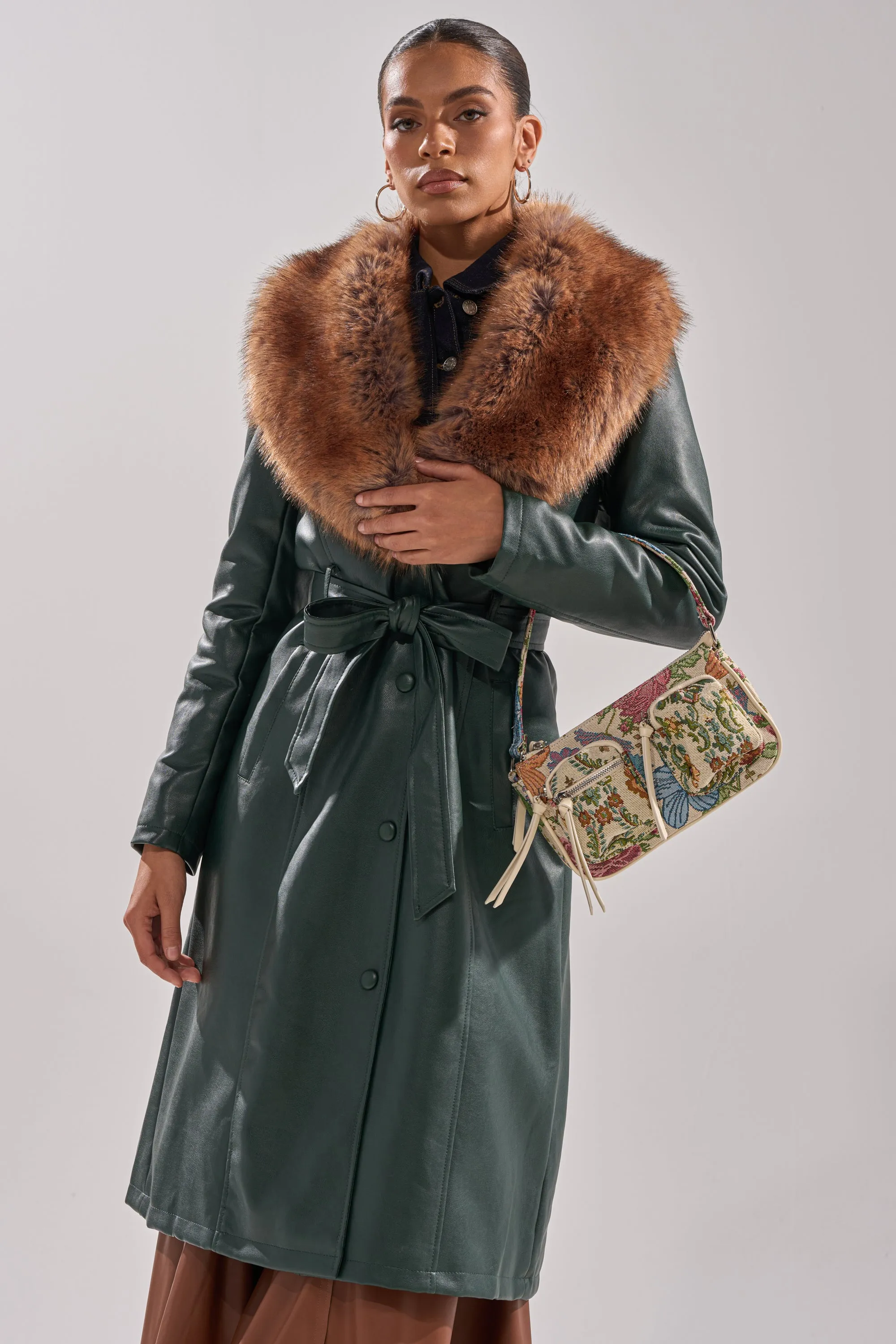 GREENVIEW FUR TRIM TRENCH sold by AKIRA product image thumbnail 4