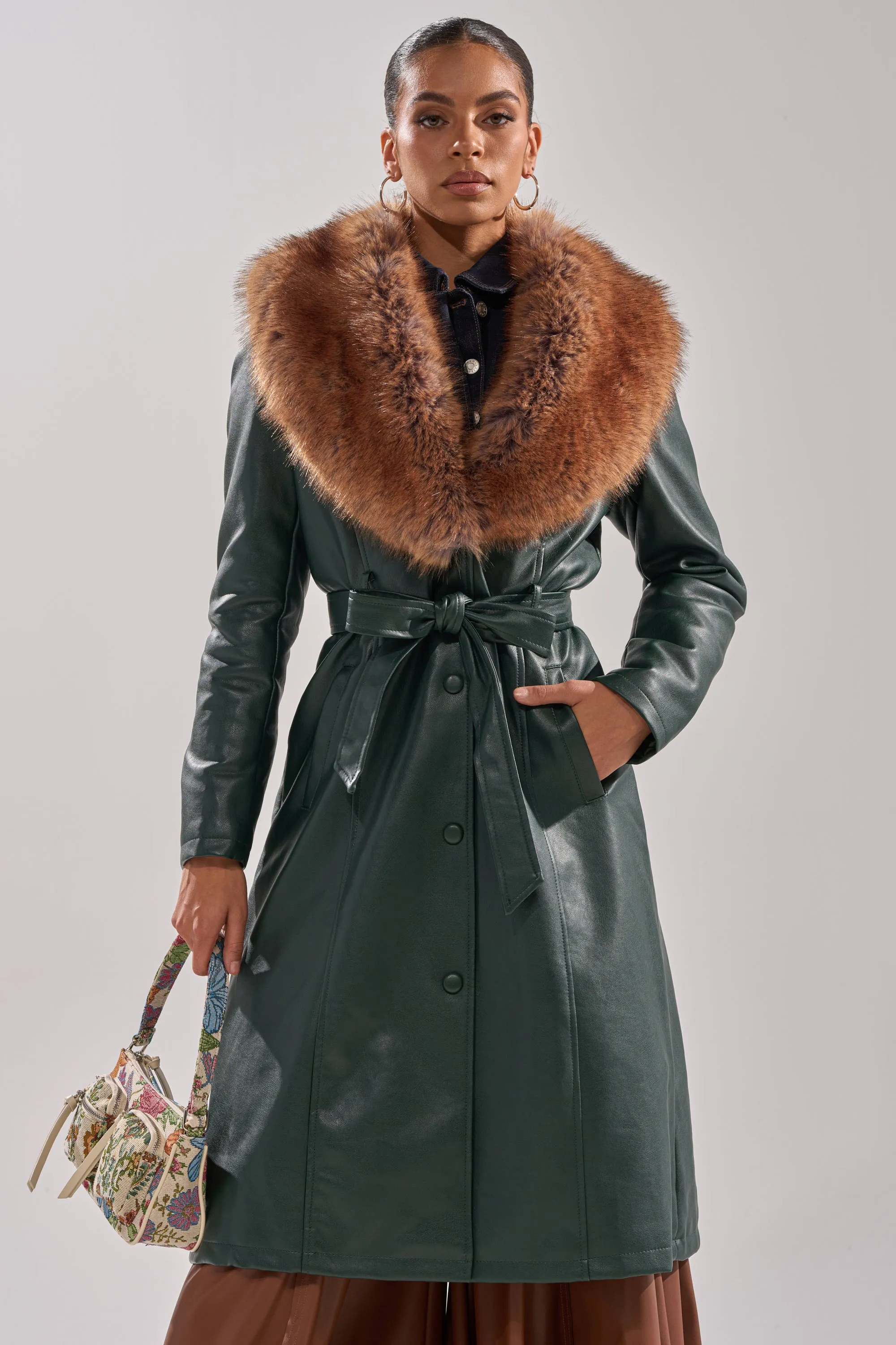 GREENVIEW FUR TRIM TRENCH sold by AKIRA product image thumbnail 2
