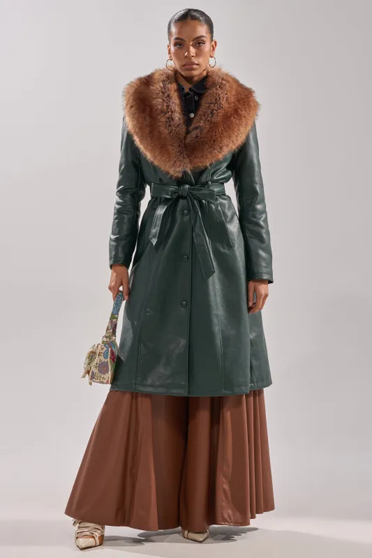 GREENVIEW FUR TRIM TRENCH sold by AKIRA