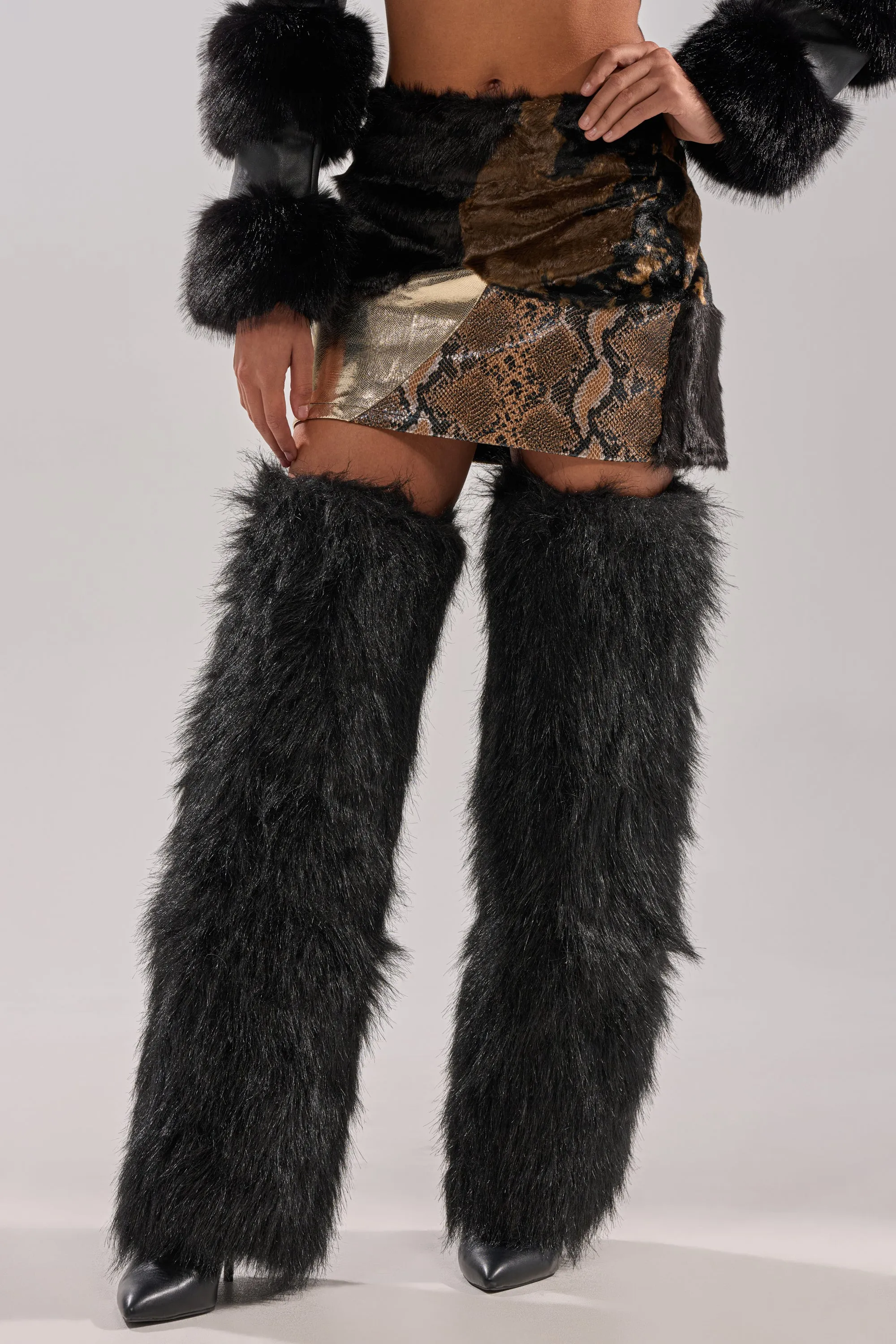 ALWAYS WANT YOU BY MY SIDE ABSTRACT FUR MINI SKIRT sold by AKIRA product image thumbnail 4