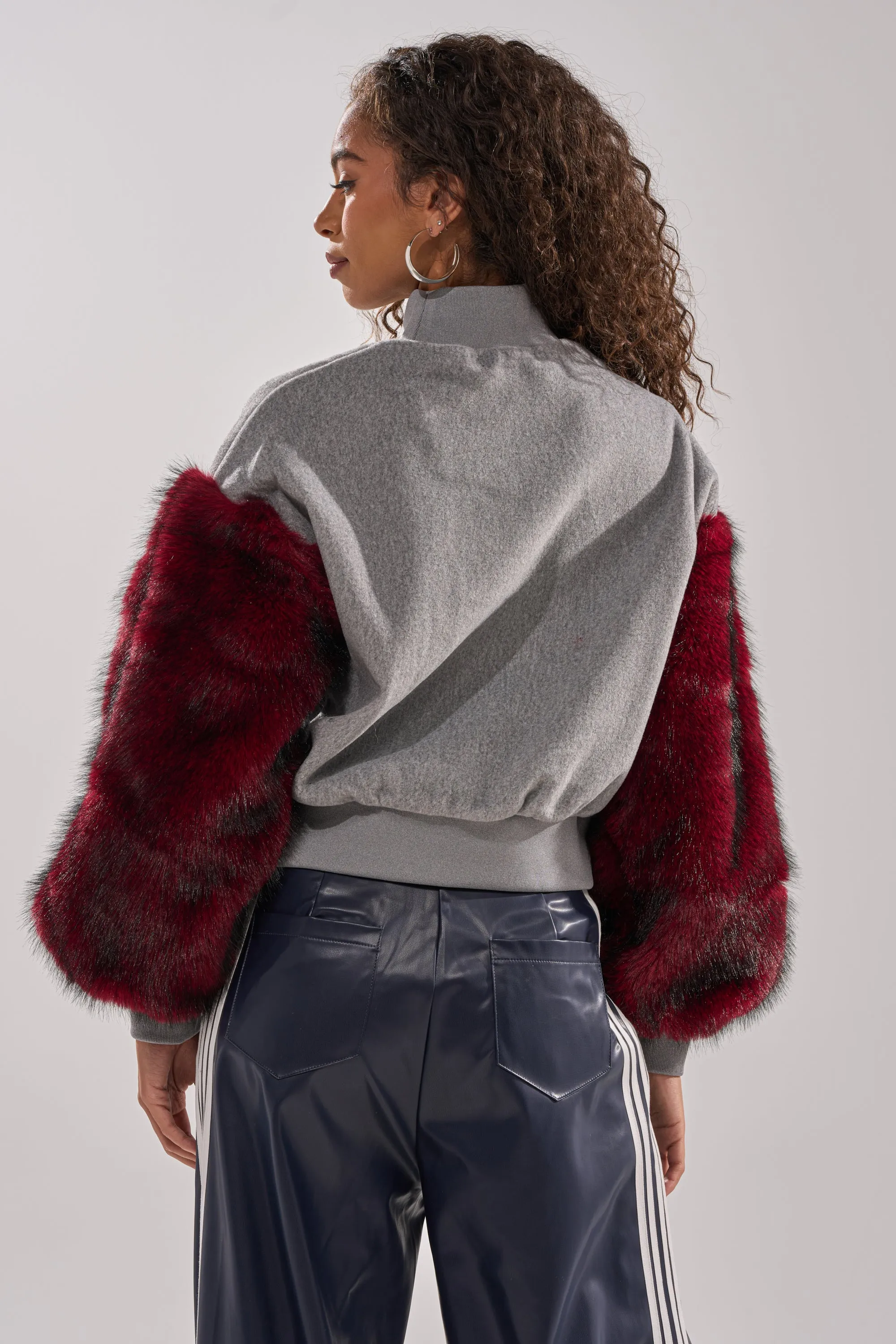 NEW EAST SIDE FAUX FUR SLEEVE SWEATSHIRT sold by AKIRA product image thumbnail 5
