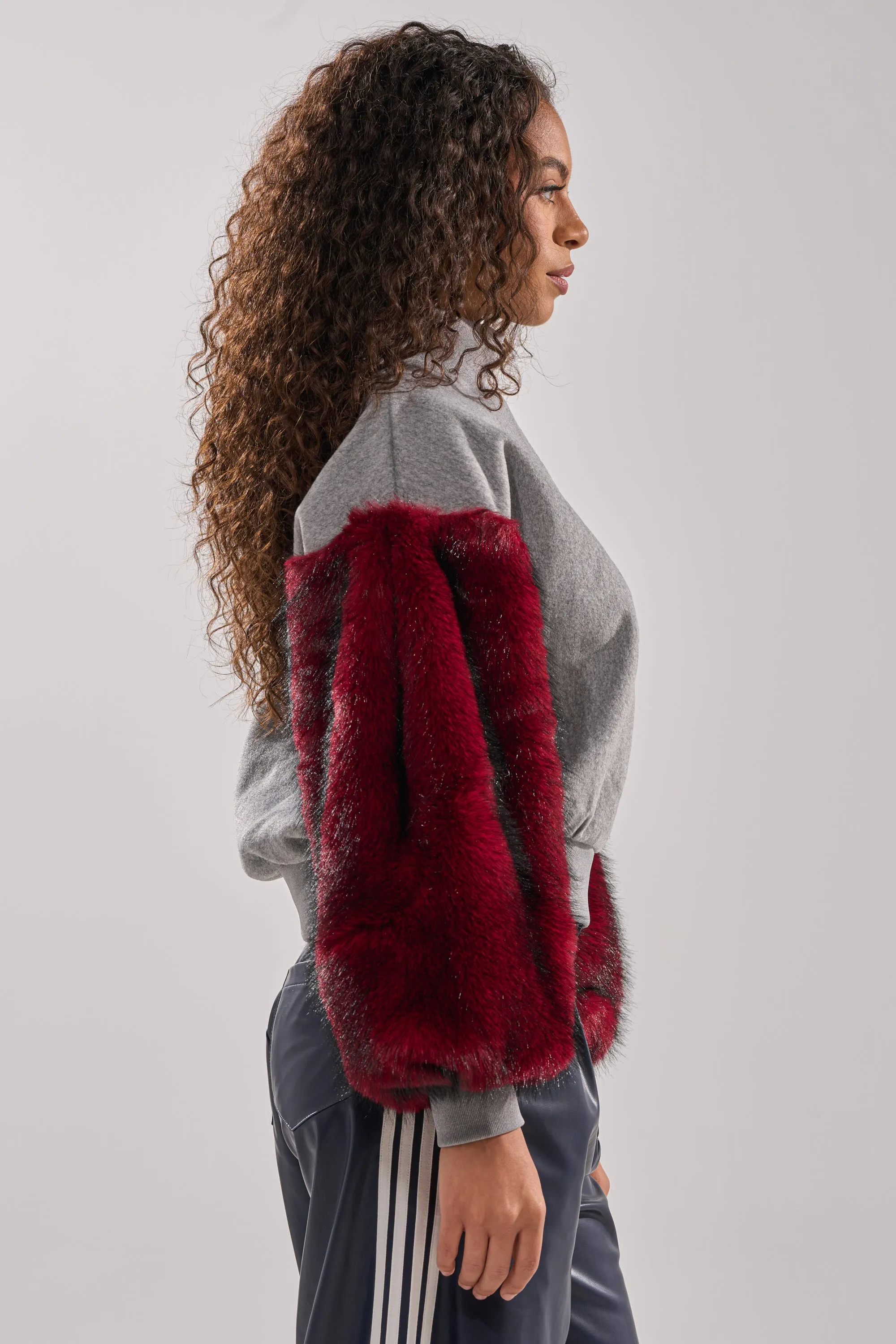 NEW EAST SIDE FAUX FUR SLEEVE SWEATSHIRT sold by AKIRA product image thumbnail 4