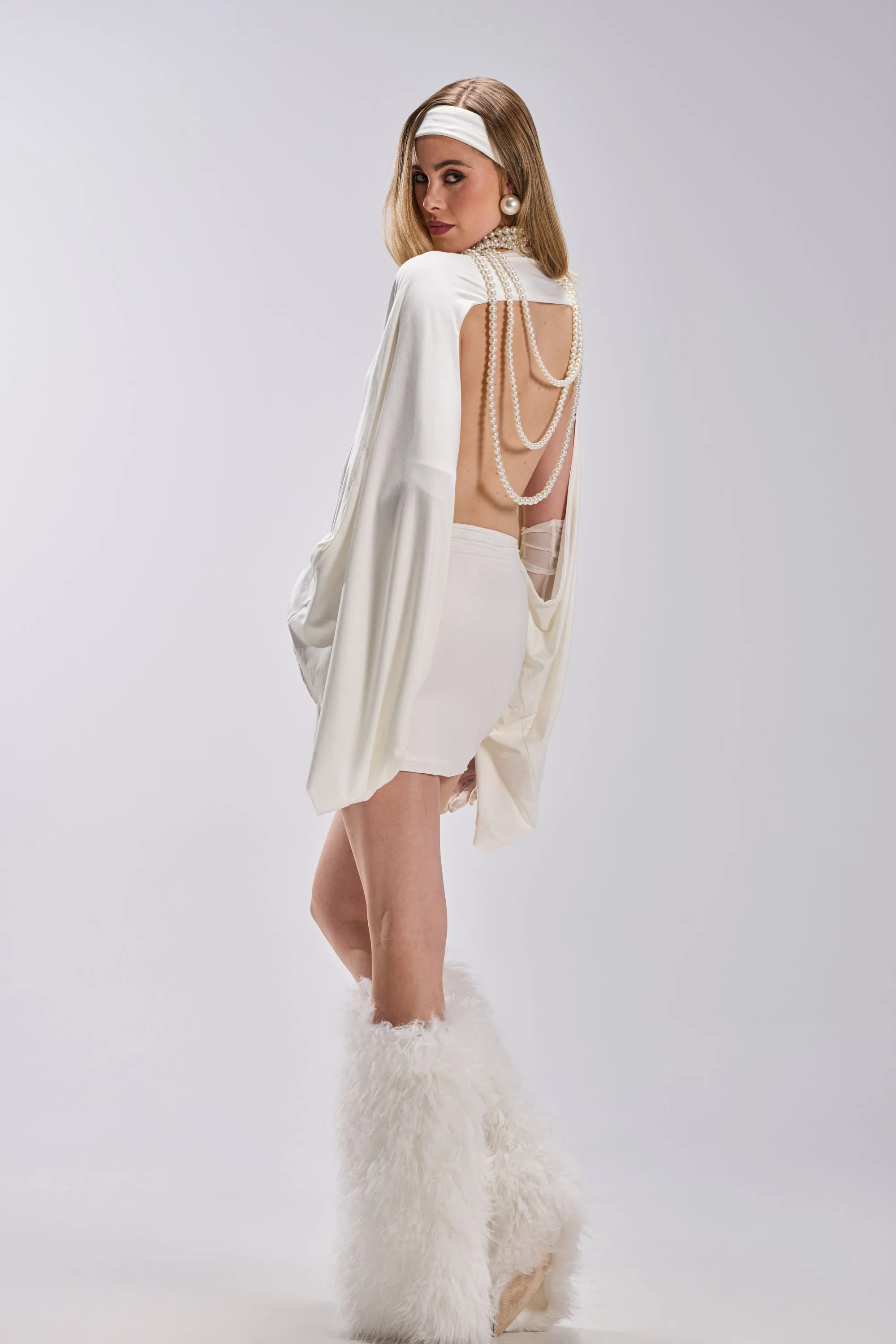 DIANA DRAPED MINI DRESS IN WHITE sold by AKIRA product image thumbnail 5