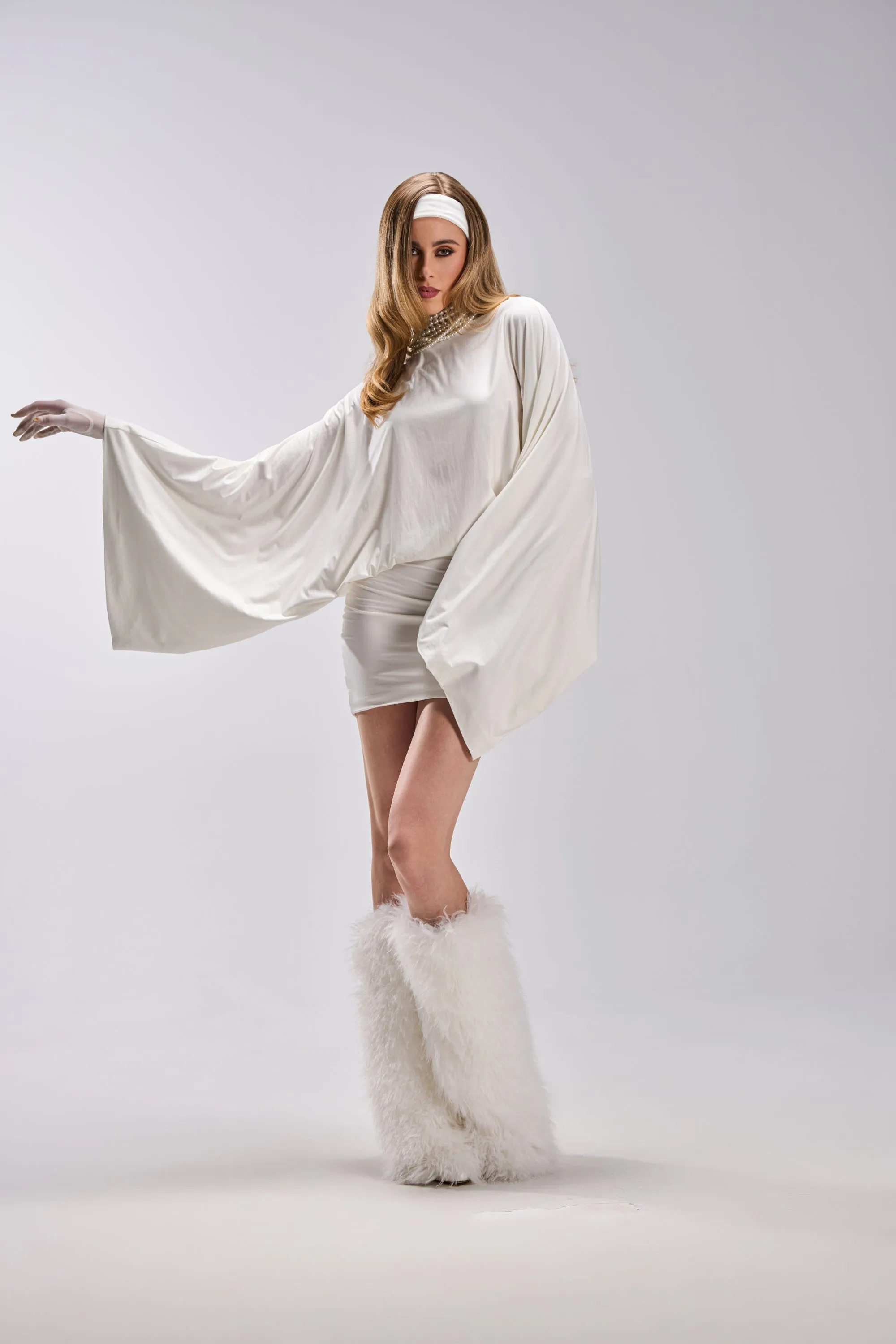 DIANA DRAPED MINI DRESS IN WHITE sold by AKIRA product image thumbnail 4