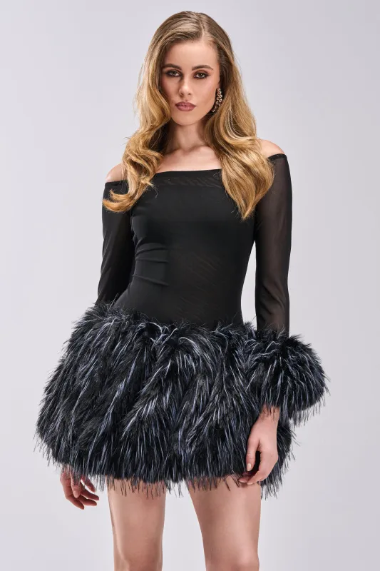 KELYN CALLED FUR MINI DRESS sold by AKIRA