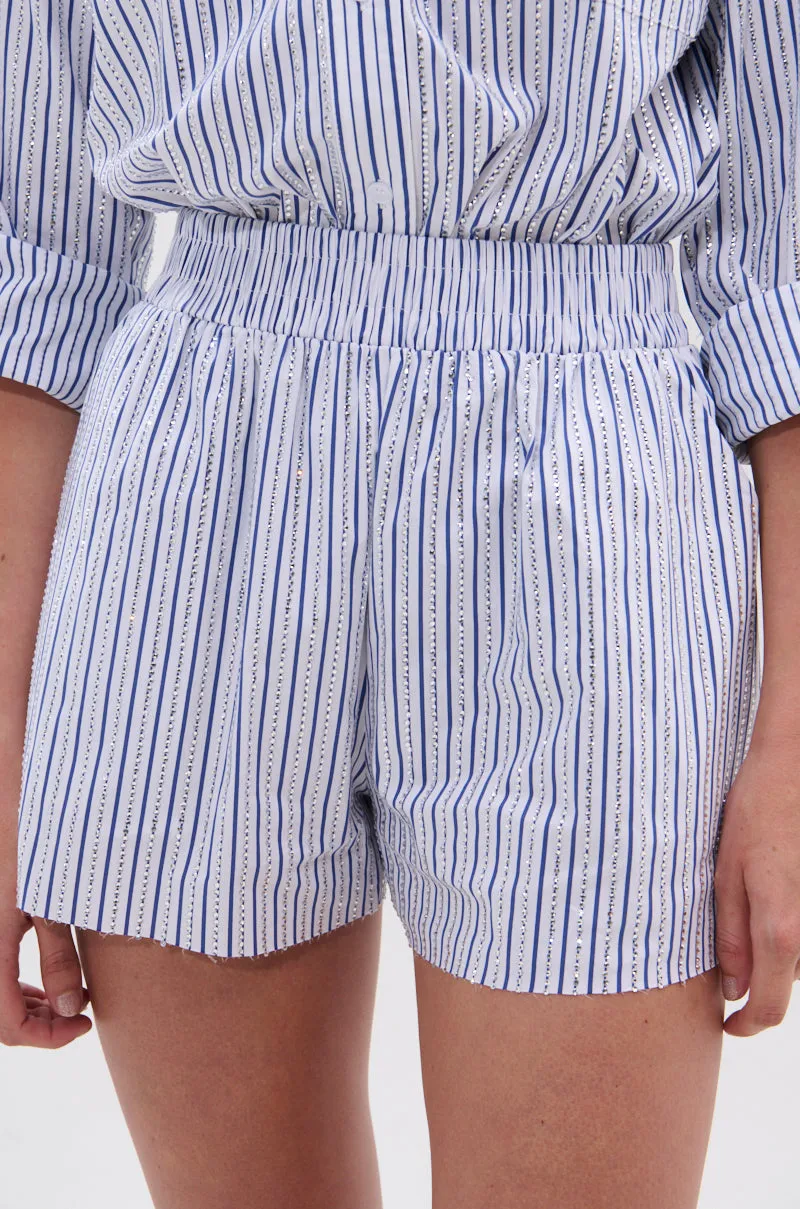 NOTHING BETTER STRIPE SHORT WITH RHINESTONE sold by AKIRA