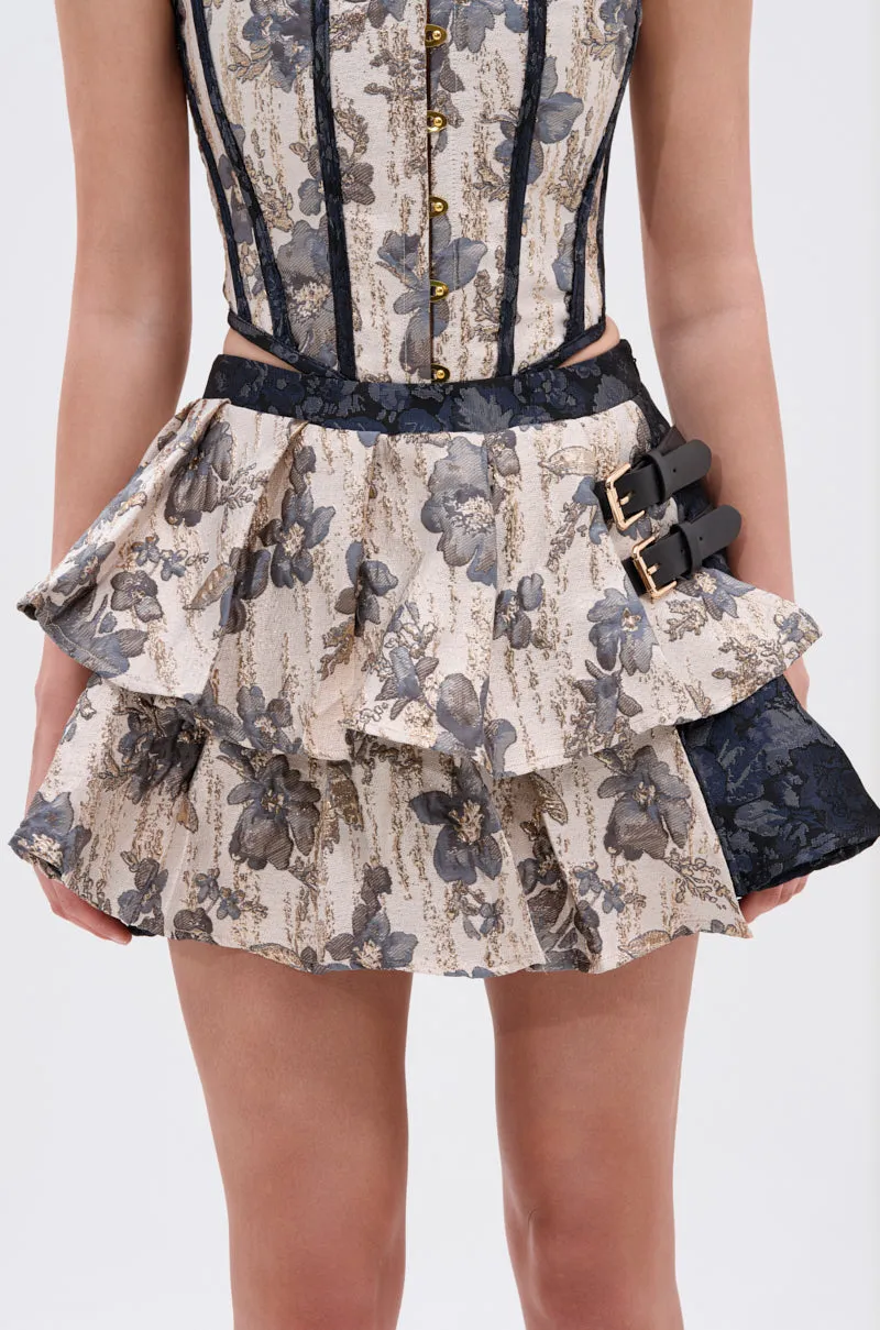 WON'T STOP MOVING BROCADE MINI SKIRT sold by AKIRA