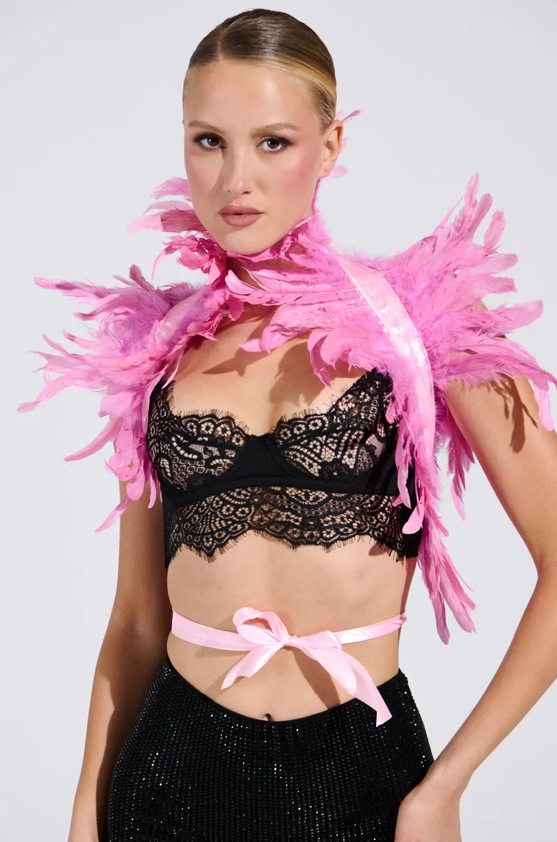HERE FOR THE DRAMA FEATHER BOLERO sold by AKIRA product image thumbnail 2