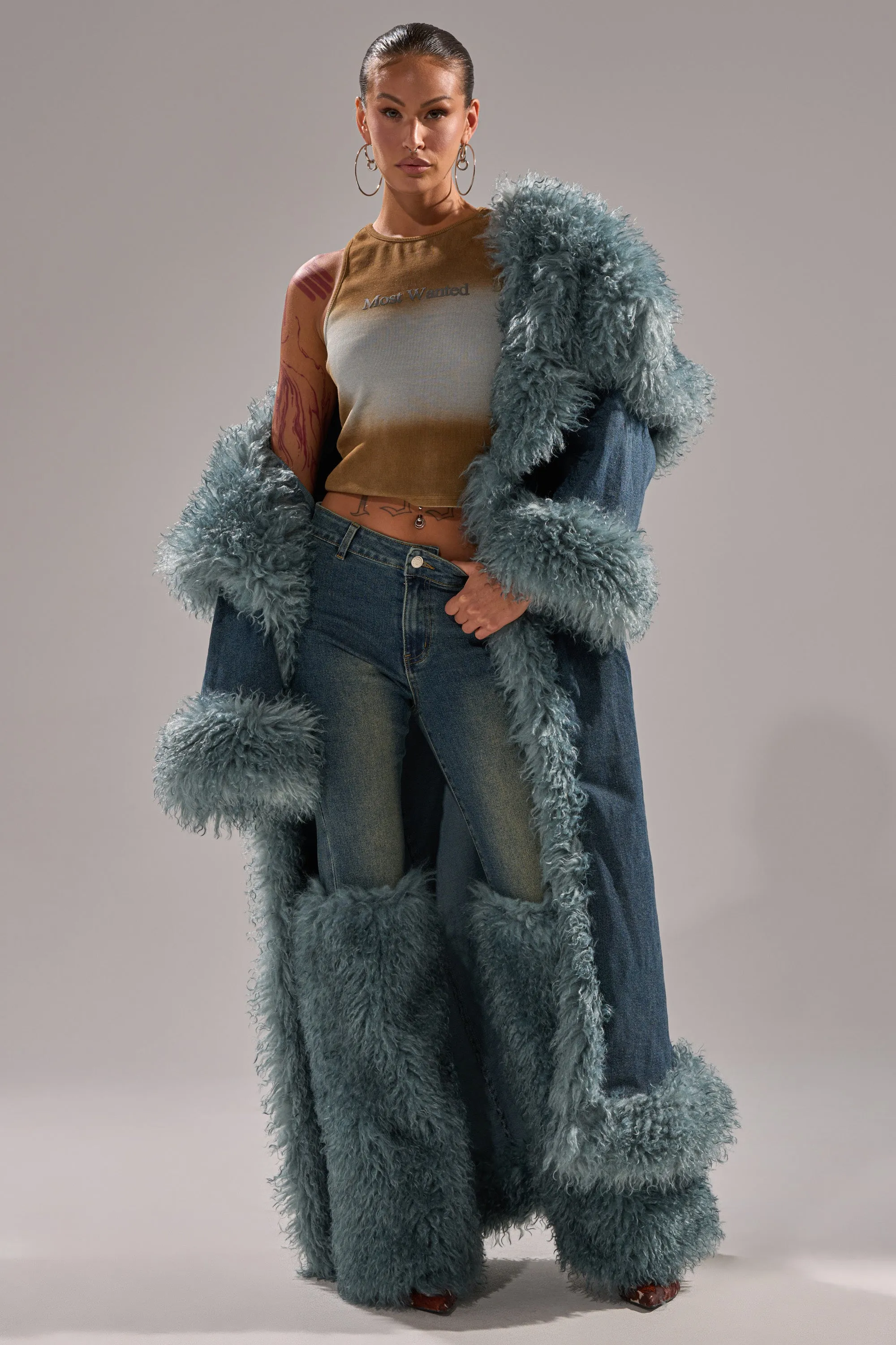 MOXIE FUR TRIM DENIM TRENCH sold by AKIRA product image thumbnail 3
