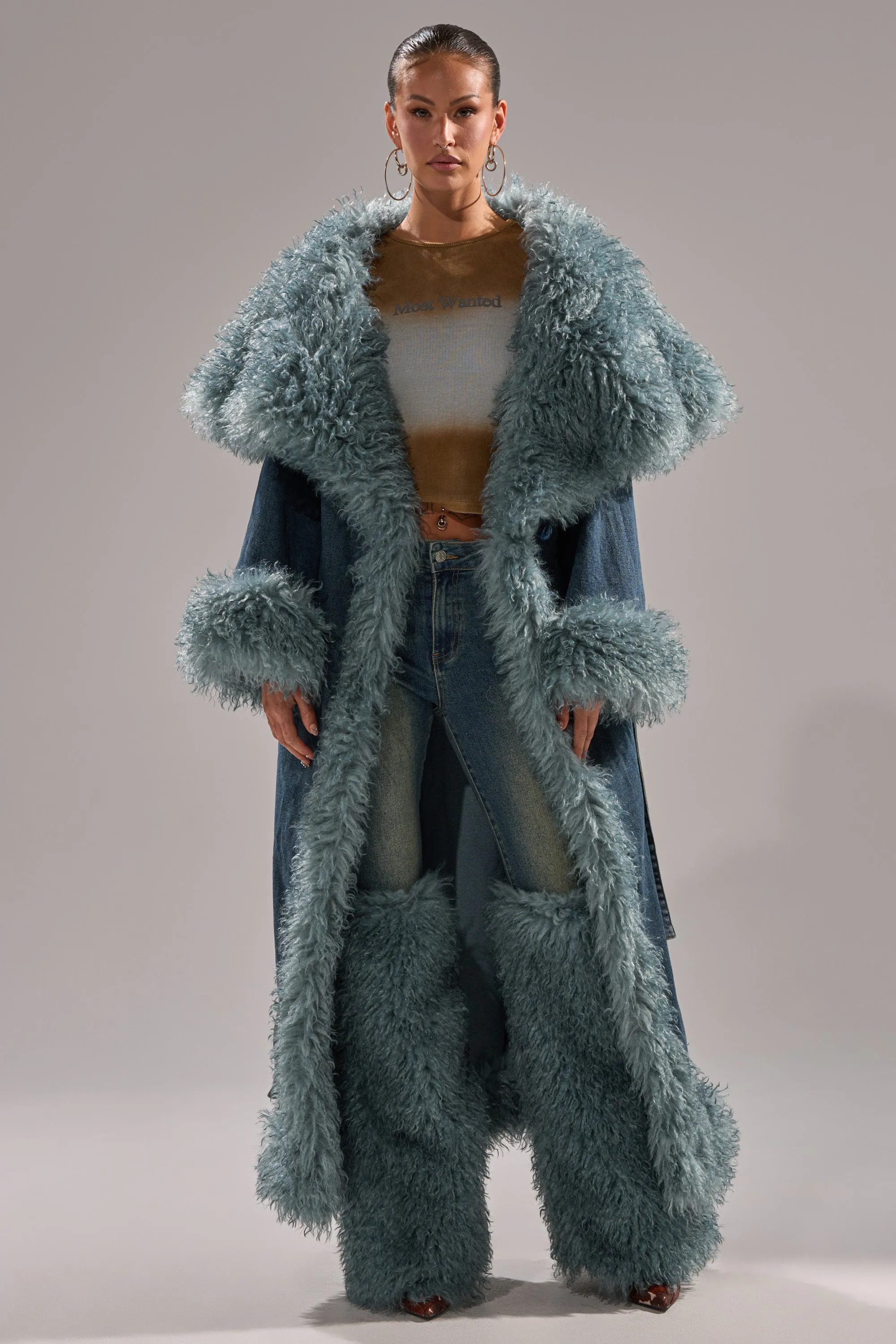 MOXIE FUR TRIM DENIM TRENCH sold by AKIRA product image thumbnail 2