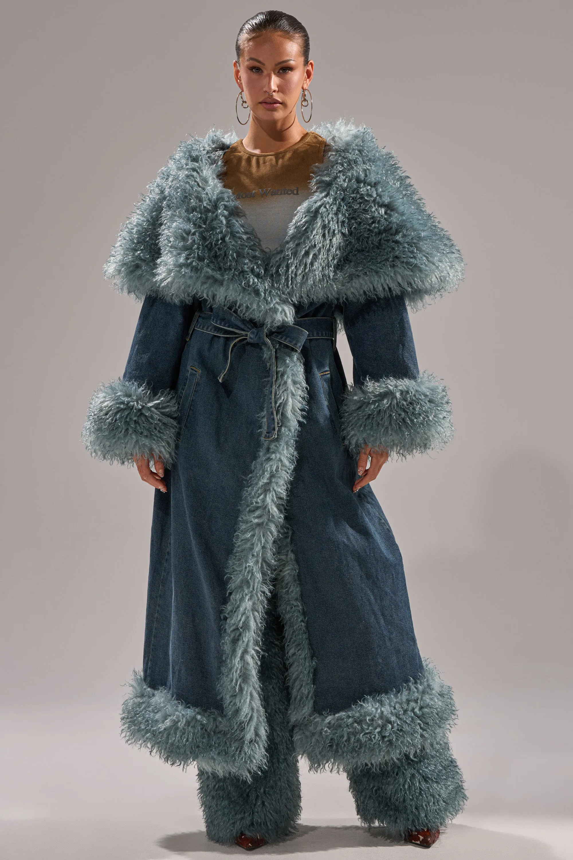 MOXIE FUR TRIM DENIM TRENCH sold by AKIRA product image thumbnail 5