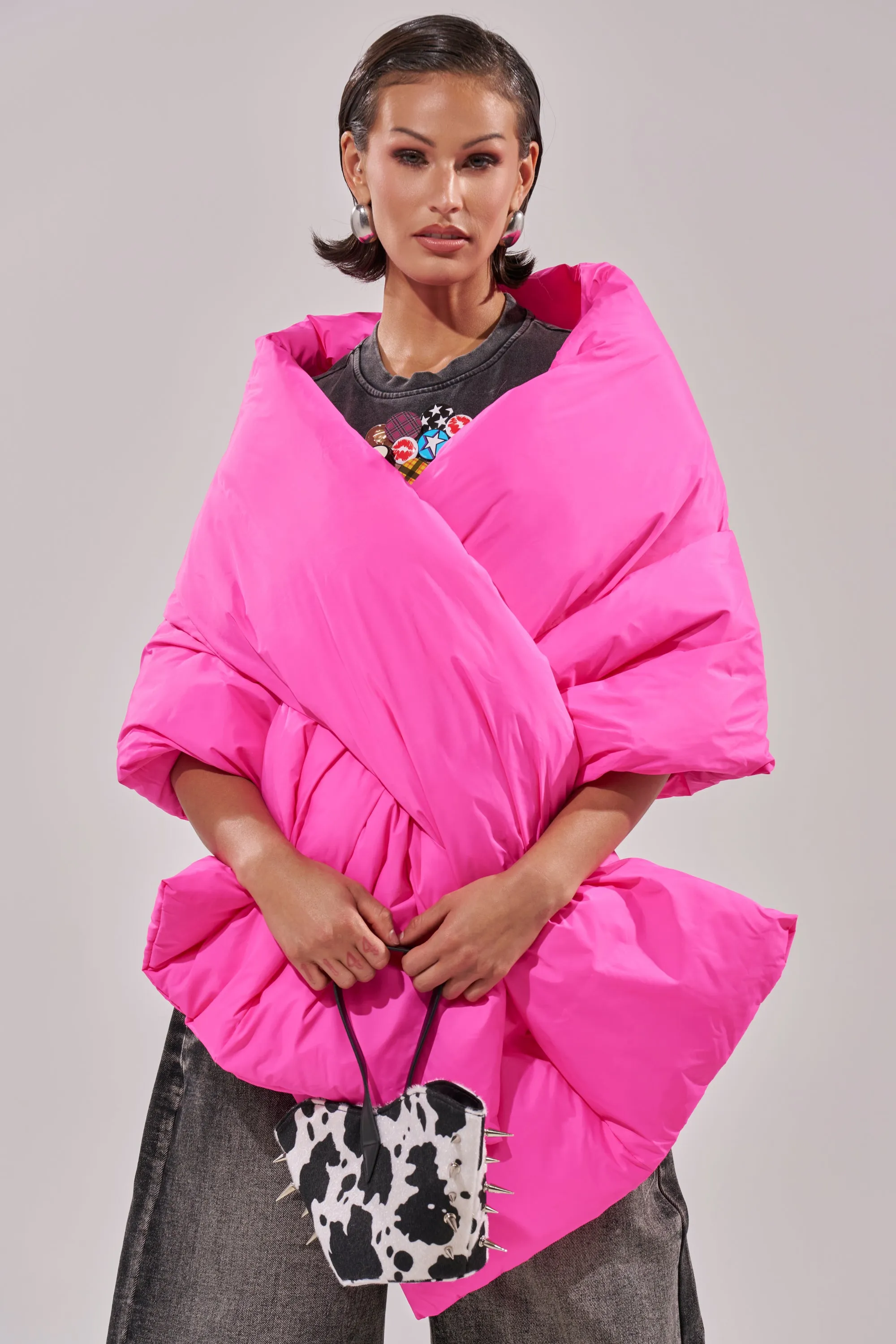 WRAPPED UP PUFFER SCARF IN PINK sold by AKIRA product image thumbnail 2