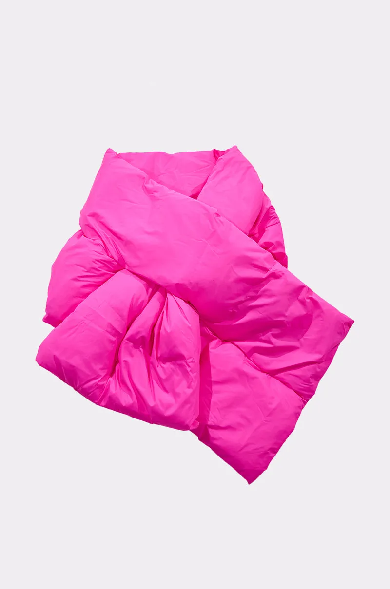 WRAPPED UP PUFFER SCARF IN PINK sold by AKIRA product image thumbnail 4
