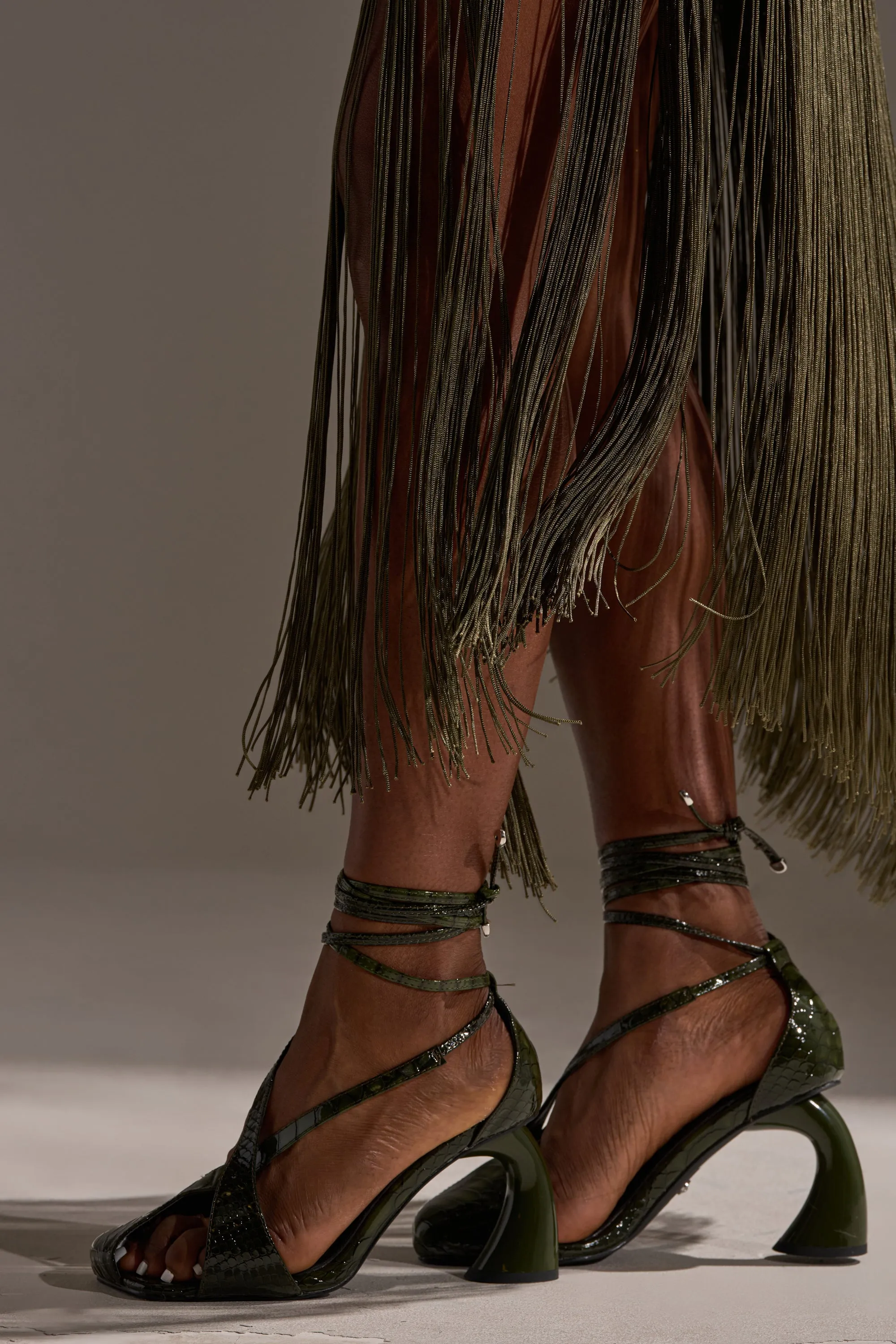 AZALEA WANG KELEDER OLIVE CROC PEEP TOE PUMP sold by AKIRA product image thumbnail 2