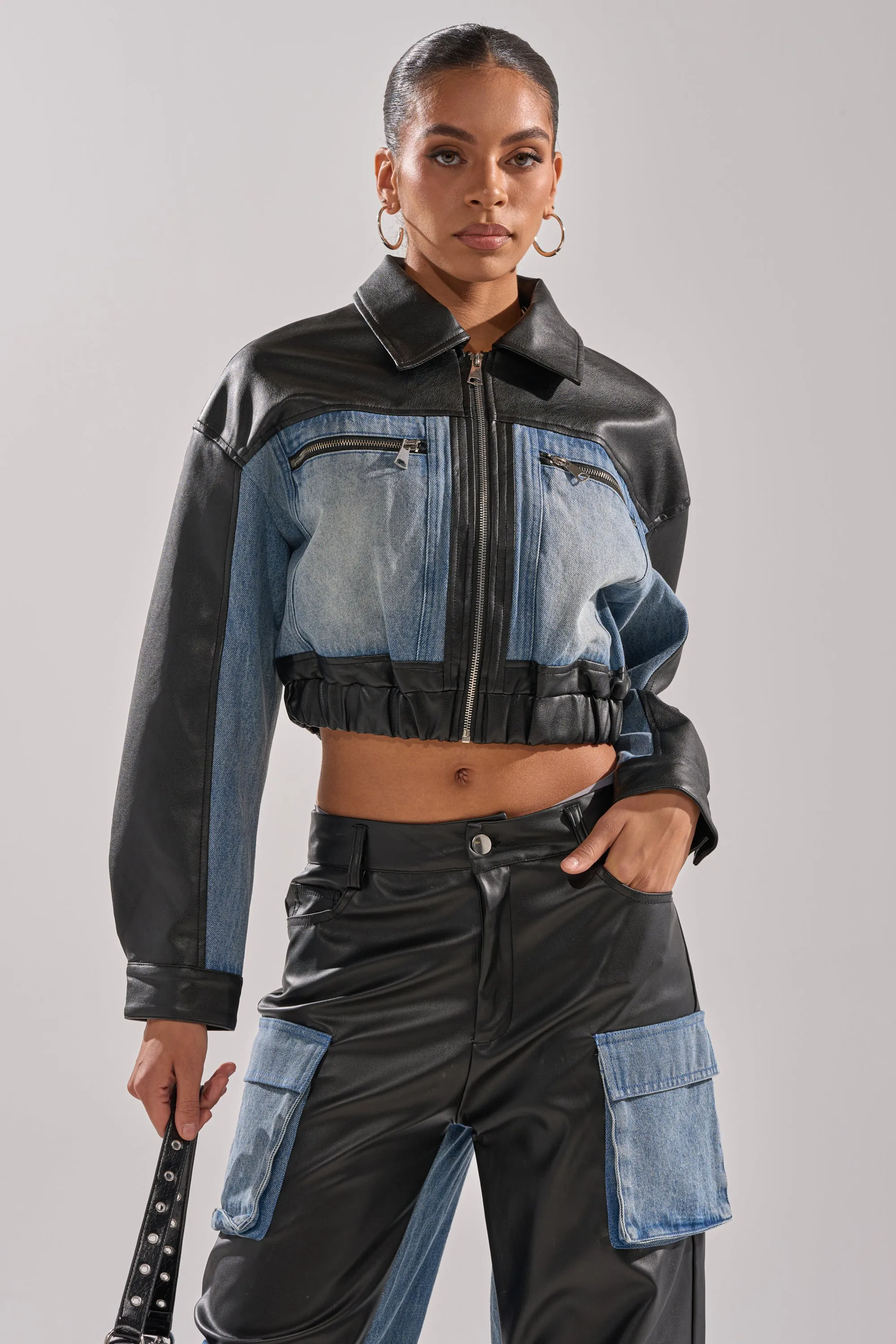 DOWN TIME MIXED MEDIA BOMBER sold by AKIRA product image thumbnail 5