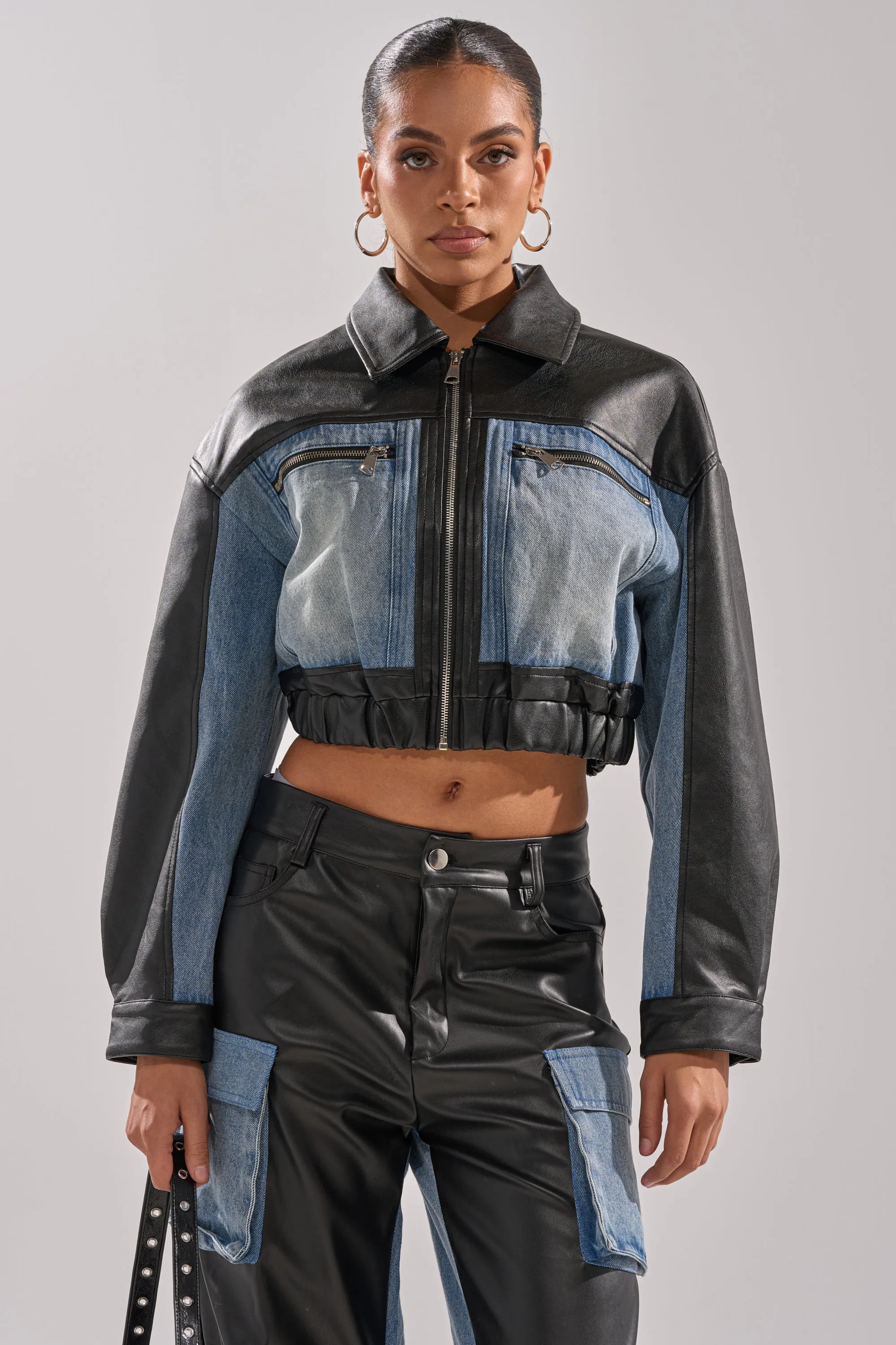 DOWN TIME MIXED MEDIA BOMBER sold by AKIRA product image thumbnail 4