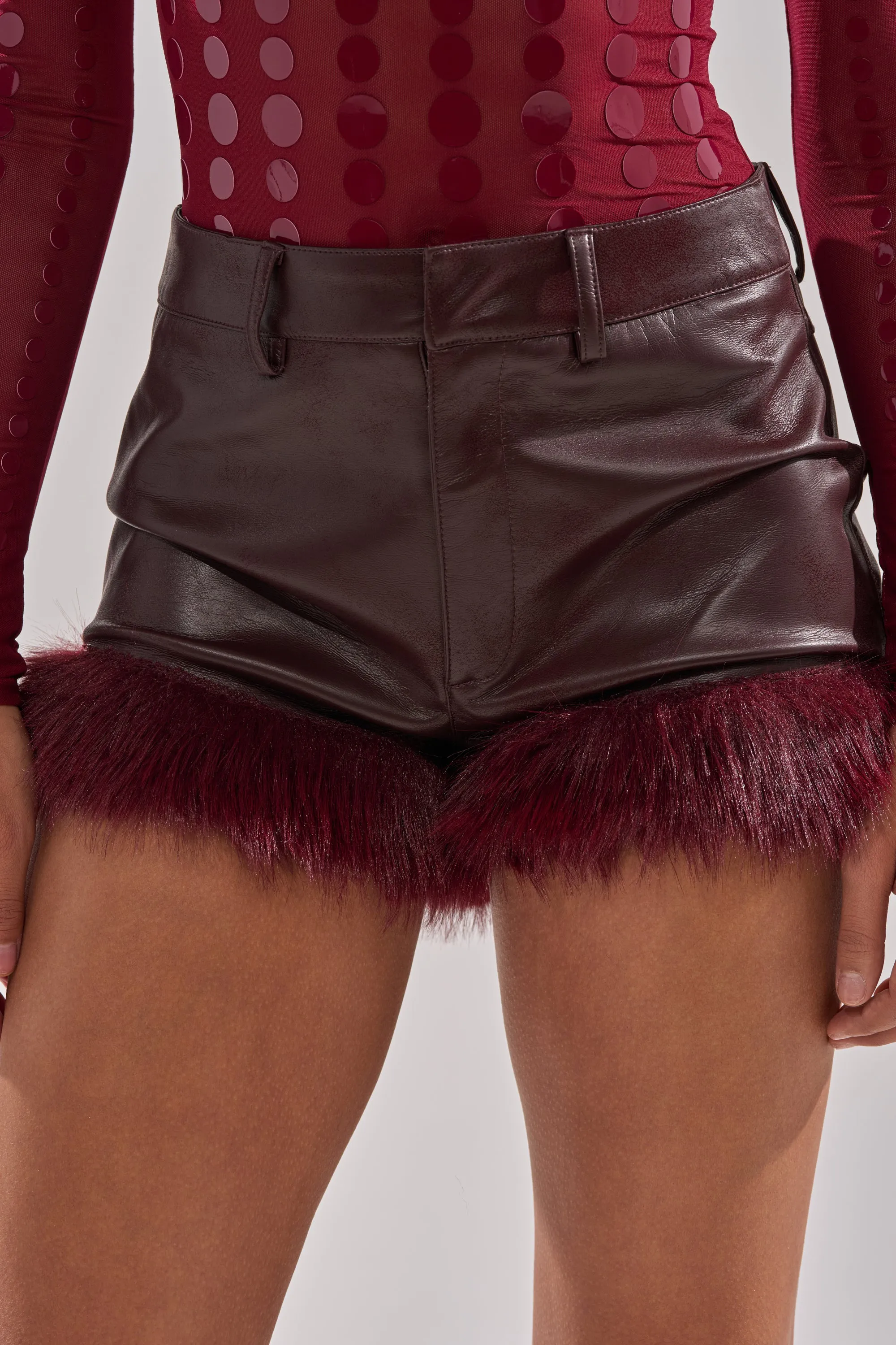 THE BEST FAUX LEATHER SHORTS WITH FUR sold by AKIRA