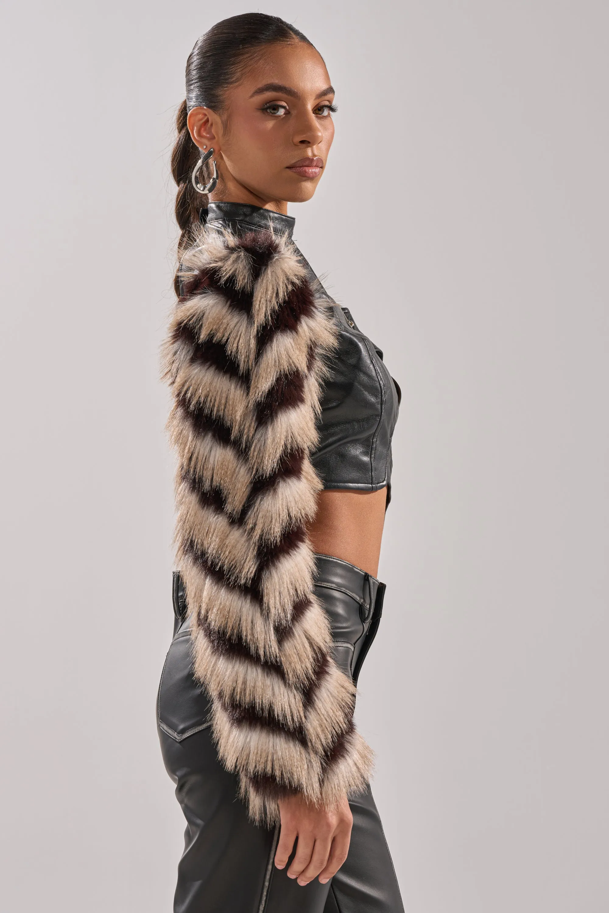 HIGH AND LOW FUR BLOUSE sold by AKIRA product image thumbnail 3
