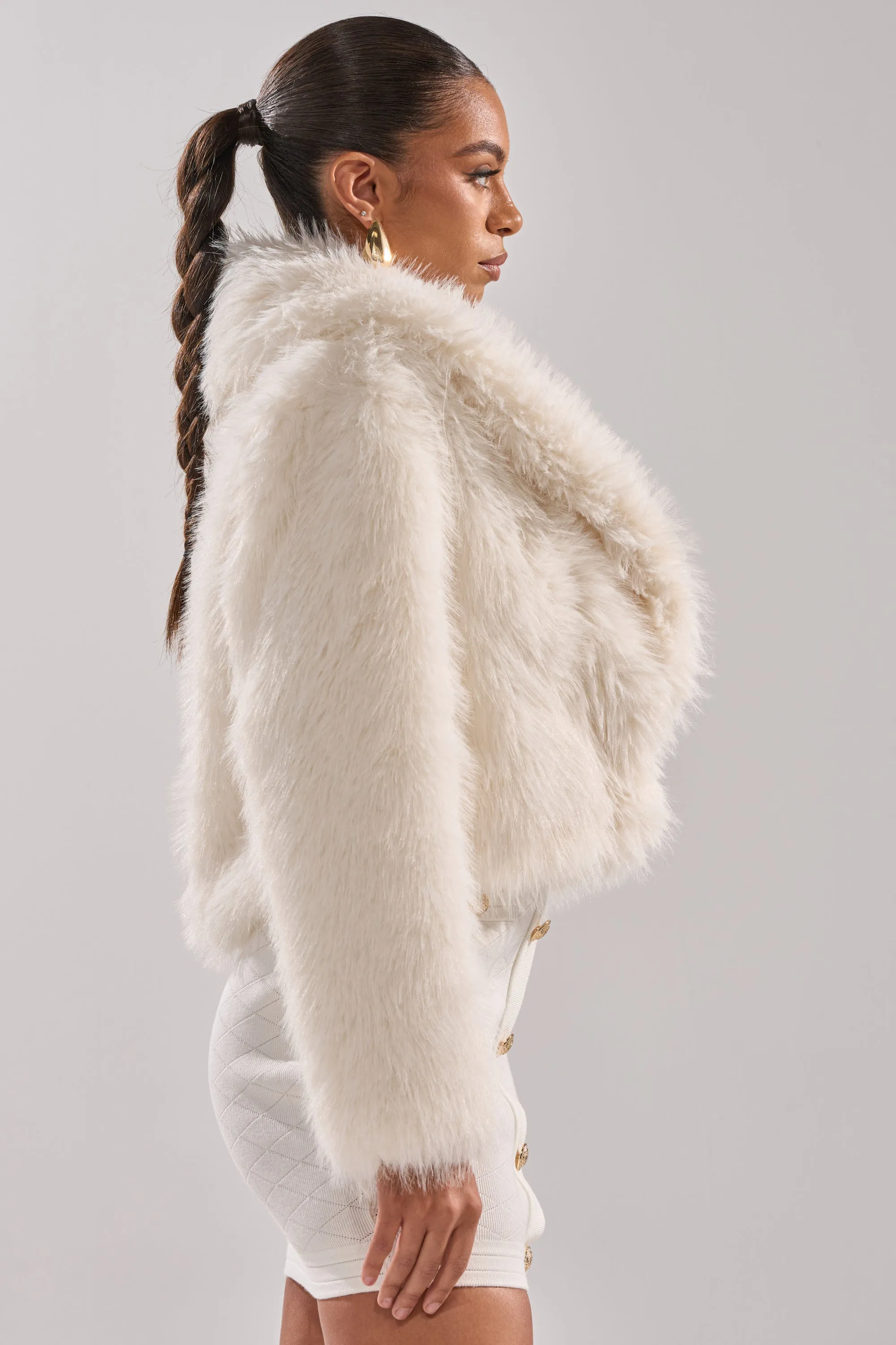 POPPY CROPPED FAUX FUR IN WHITE sold by AKIRA product image thumbnail 5