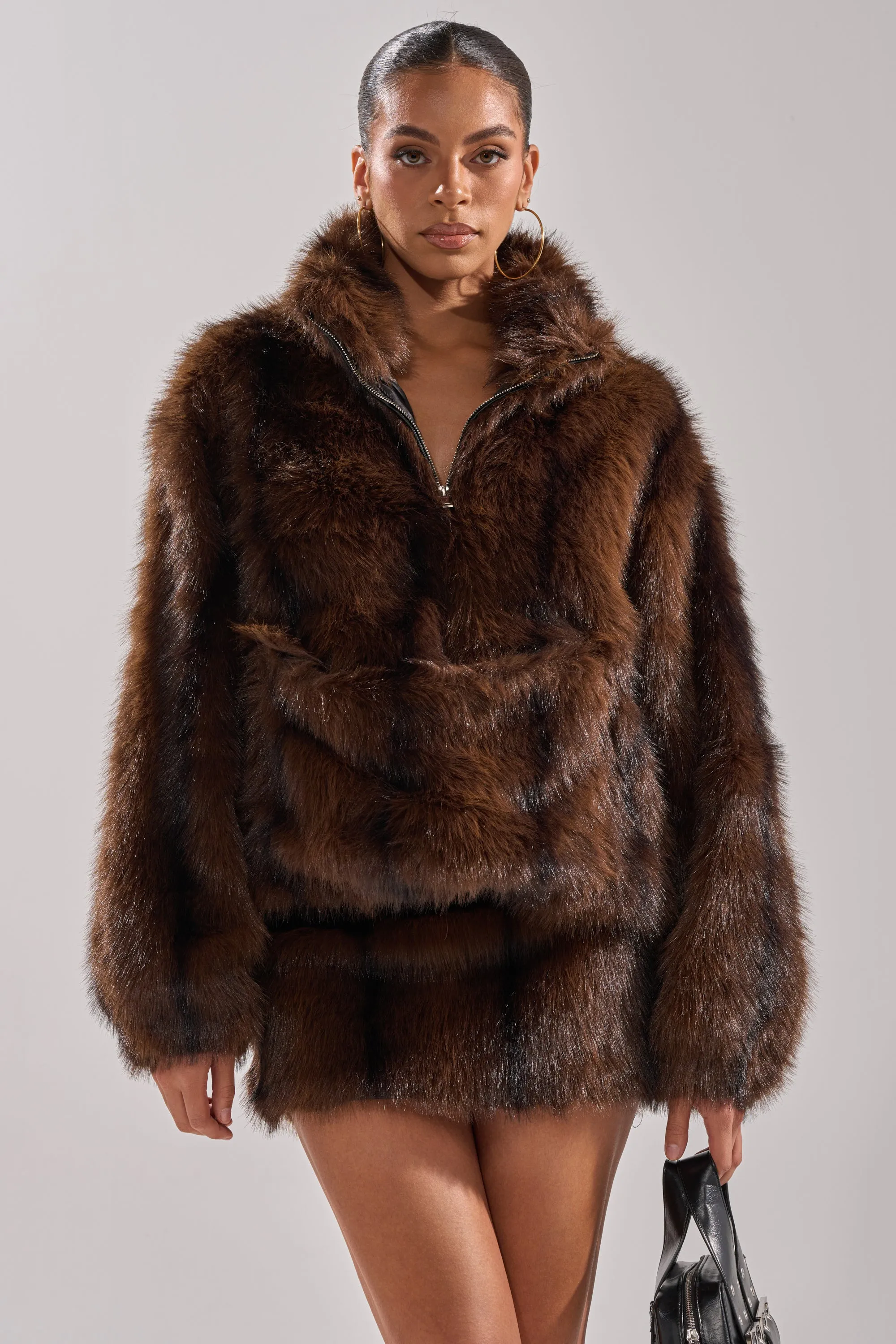 COZY VIBES QUARTER ZIP FUR SWEATSHIRT sold by AKIRA