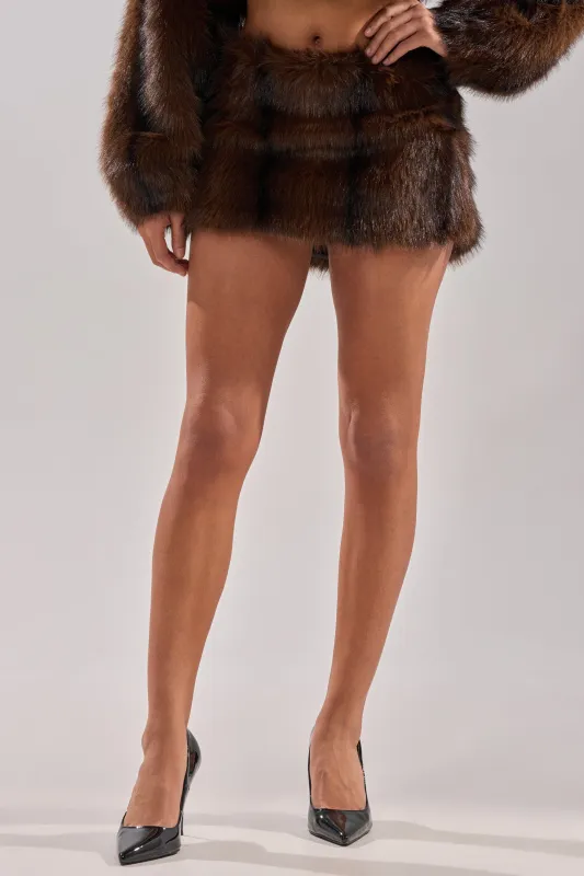 COZY VIBES FUR MINI SKIRT sold by AKIRA