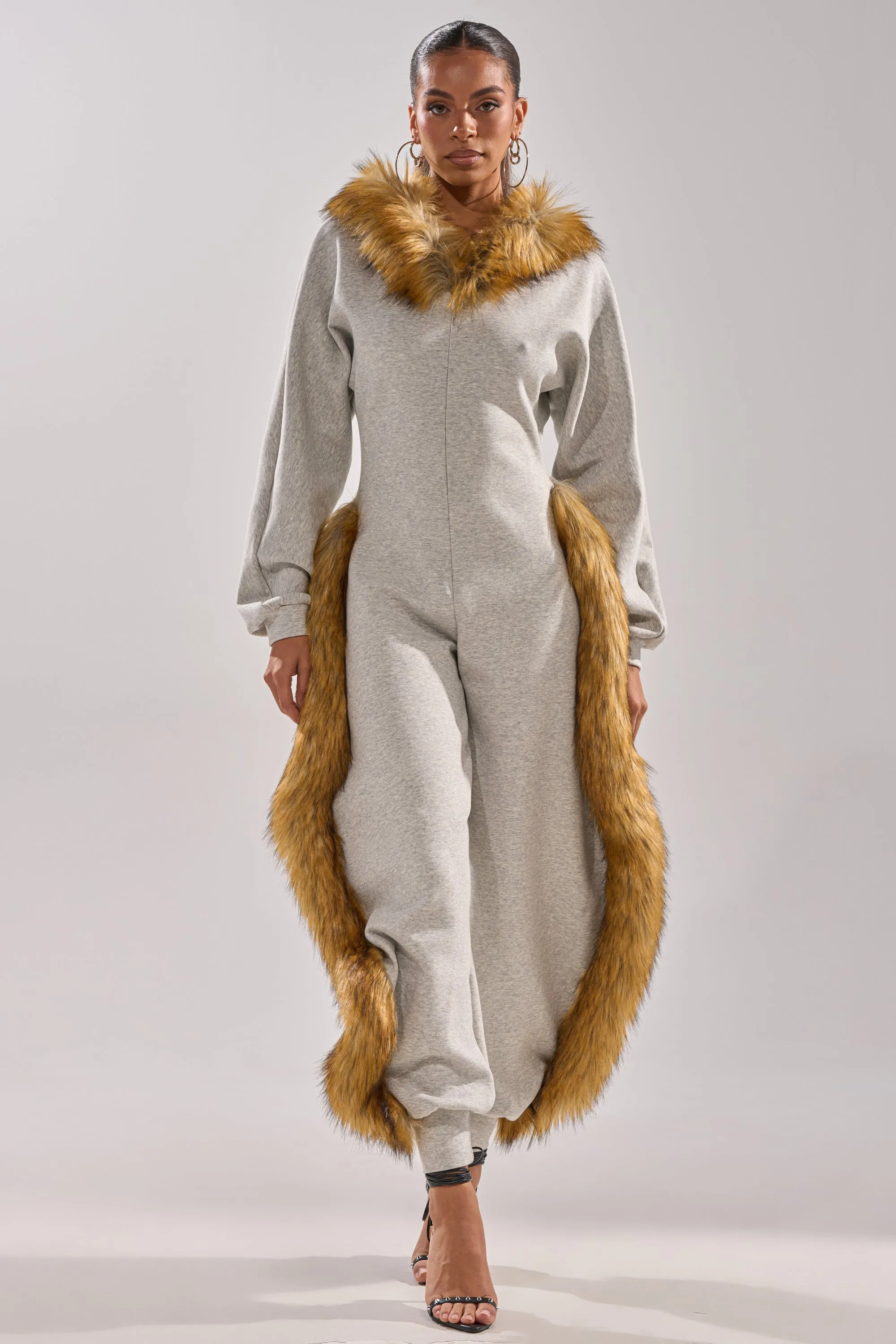 YOU WISH JUMPSUIT WITH FUR ACCENTS sold by AKIRA product image thumbnail 5