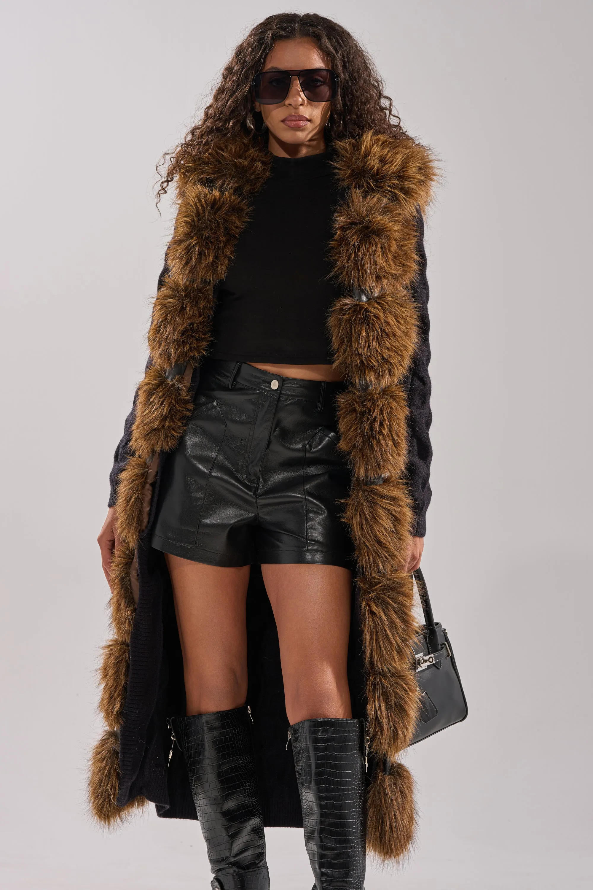 WARM ME UP LONG CARDIGAN WITH FUR sold by AKIRA product image thumbnail 4
