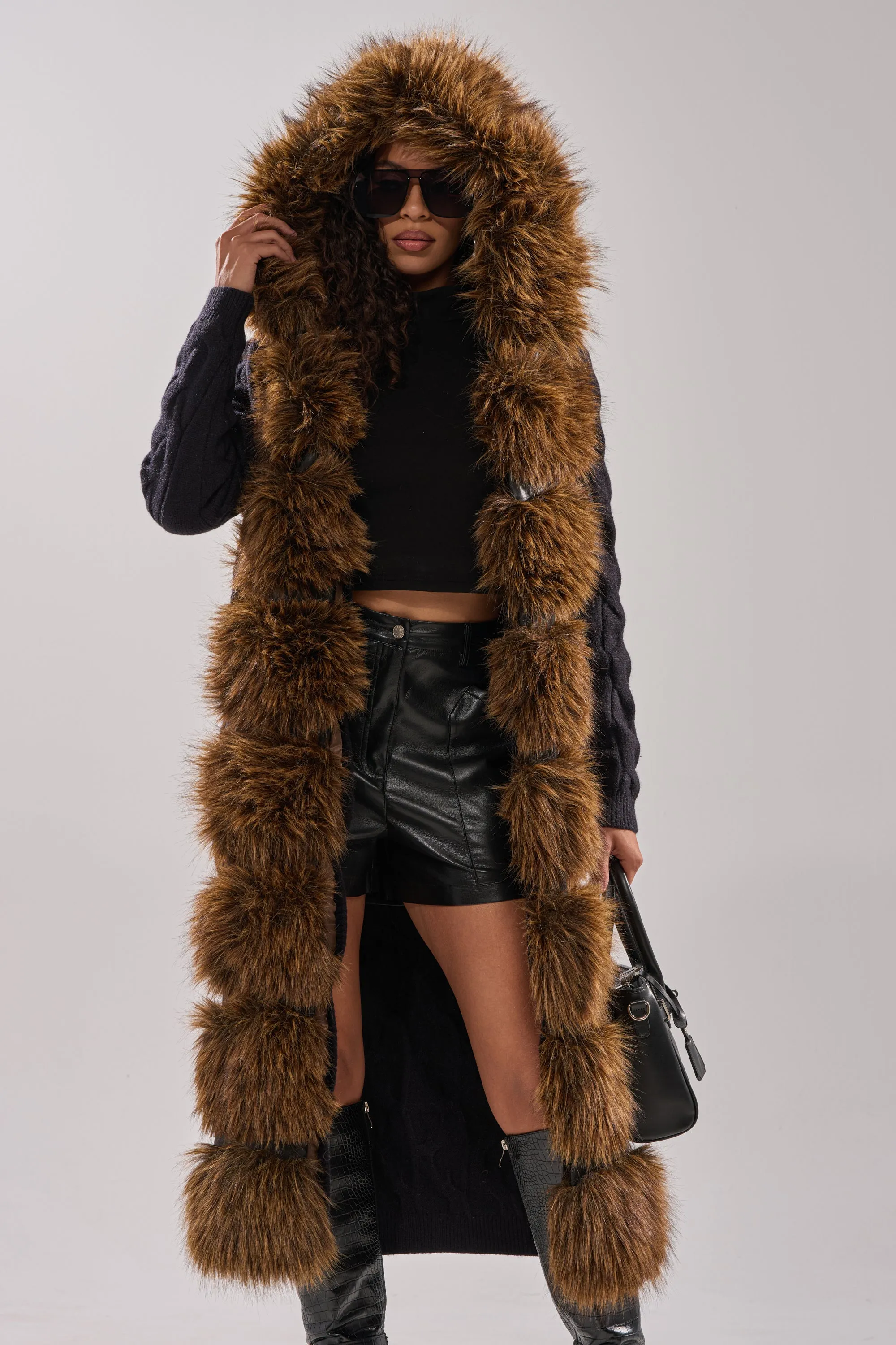 WARM ME UP LONG CARDIGAN WITH FUR sold by AKIRA product image thumbnail 5