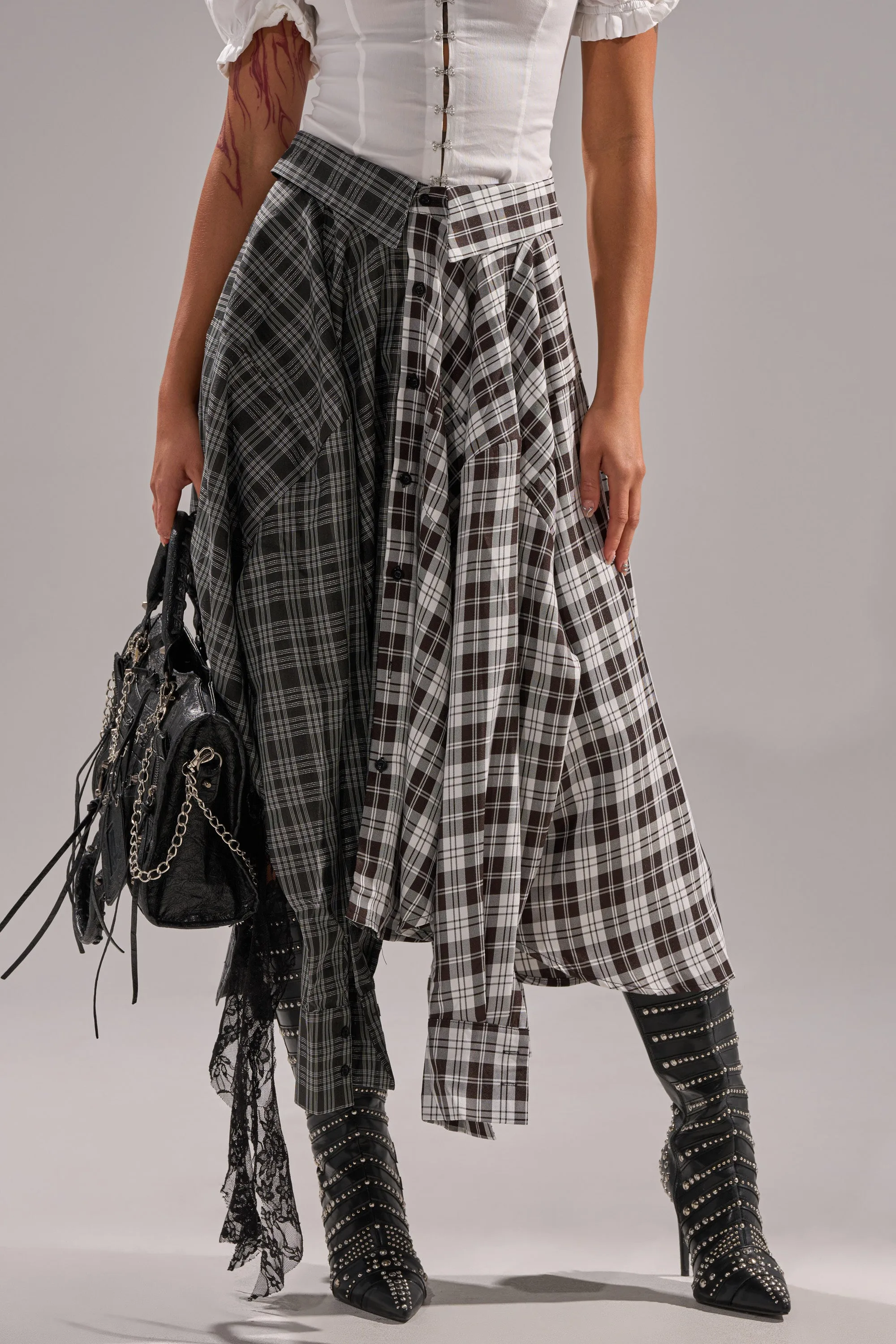 FALL VIBES PLAID MIDI SKIRT sold by AKIRA product image thumbnail 2