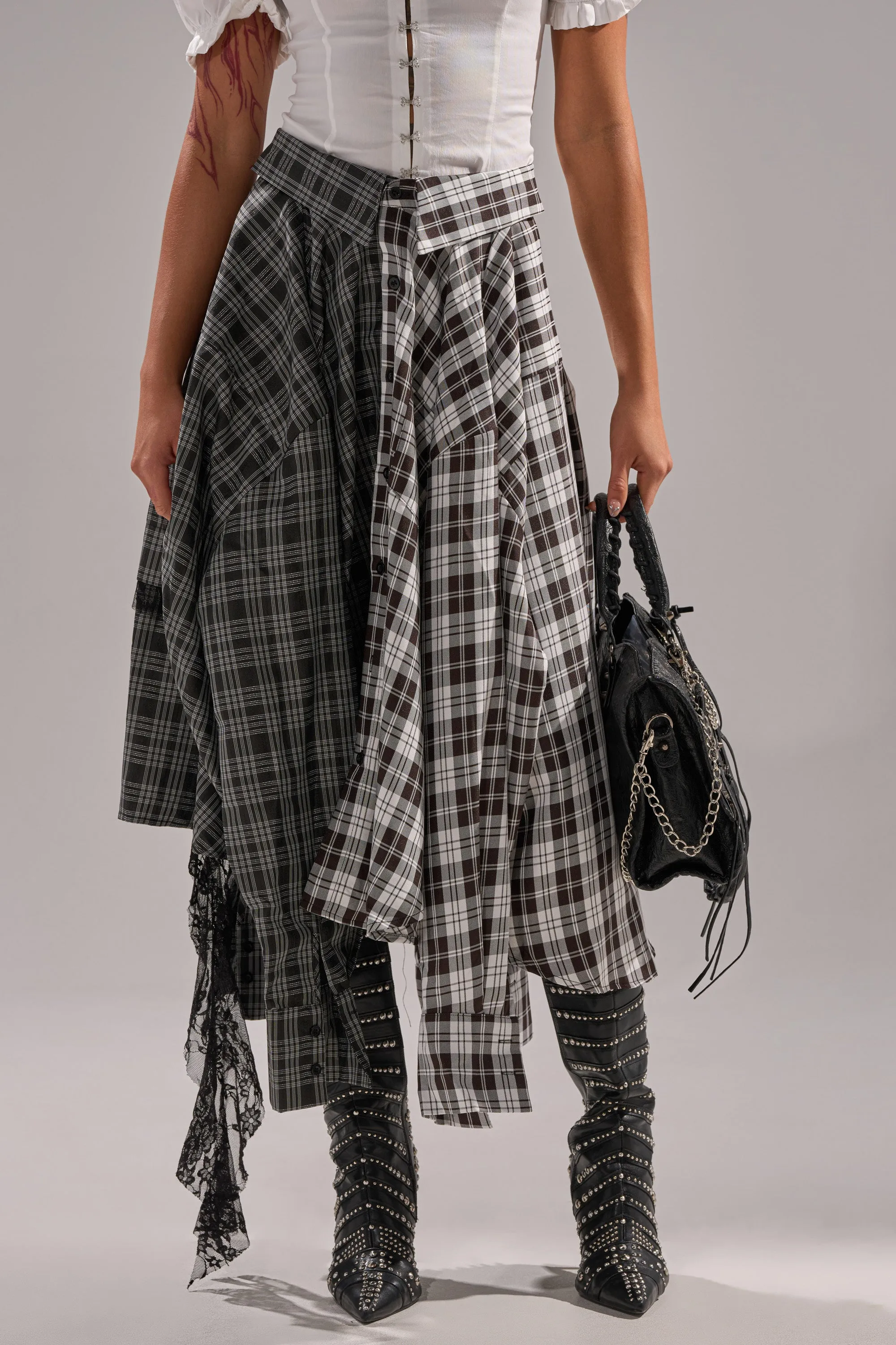 FALL VIBES PLAID MIDI SKIRT sold by AKIRA product image thumbnail 3
