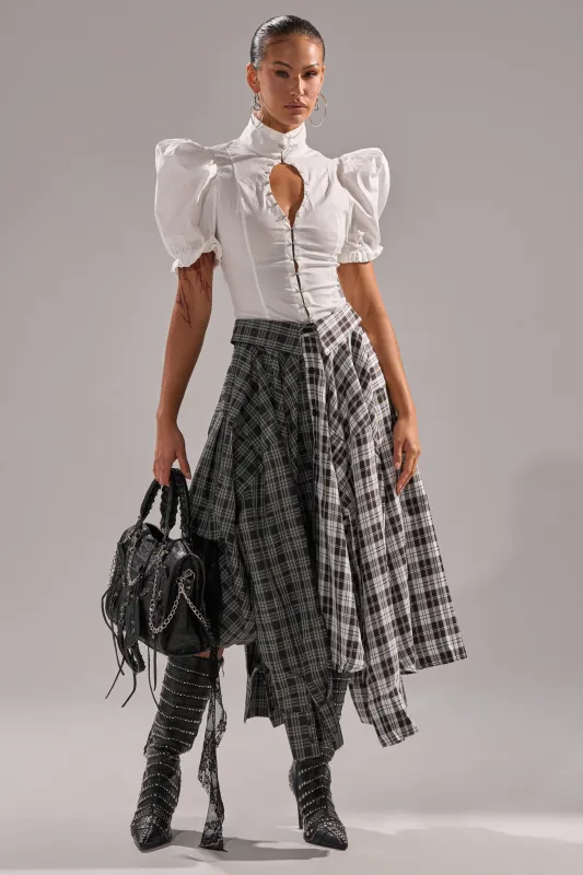 FALL VIBES PLAID MIDI SKIRT sold by AKIRA