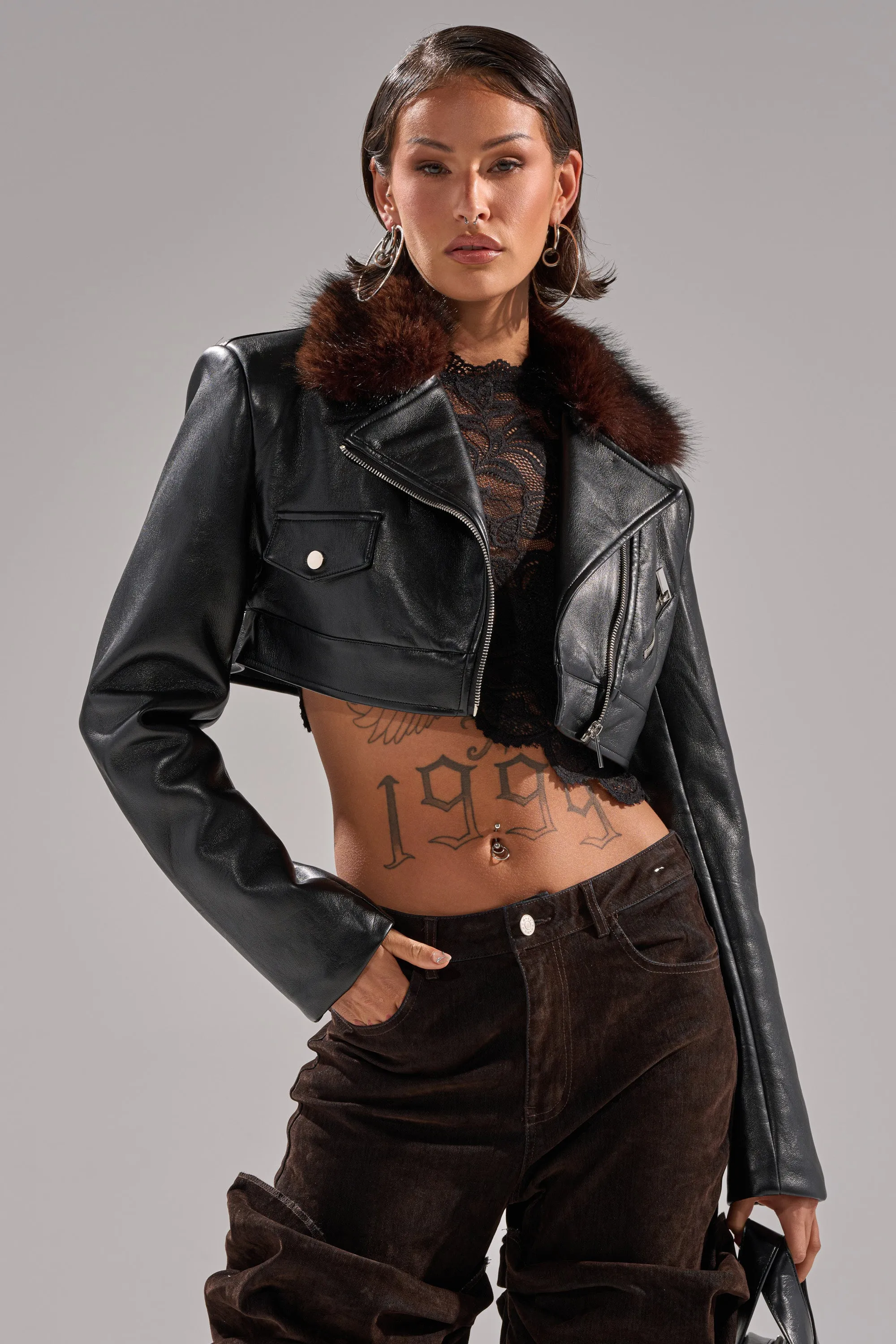 VICTORIA FUR TRIM MOTO sold by AKIRA product image thumbnail 3
