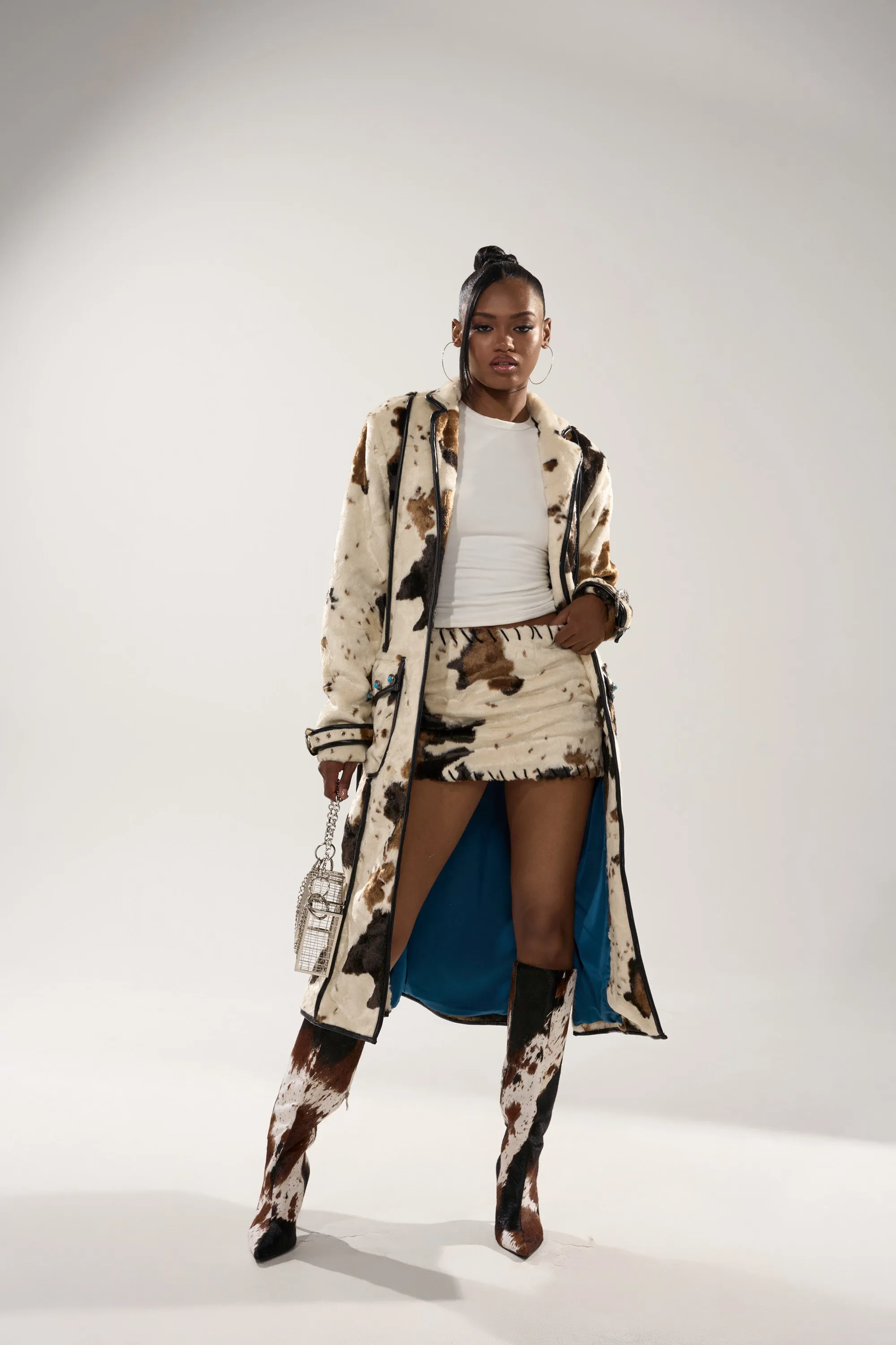 RIDE EM COW PRINT TRENCH sold by AKIRA product image thumbnail 4