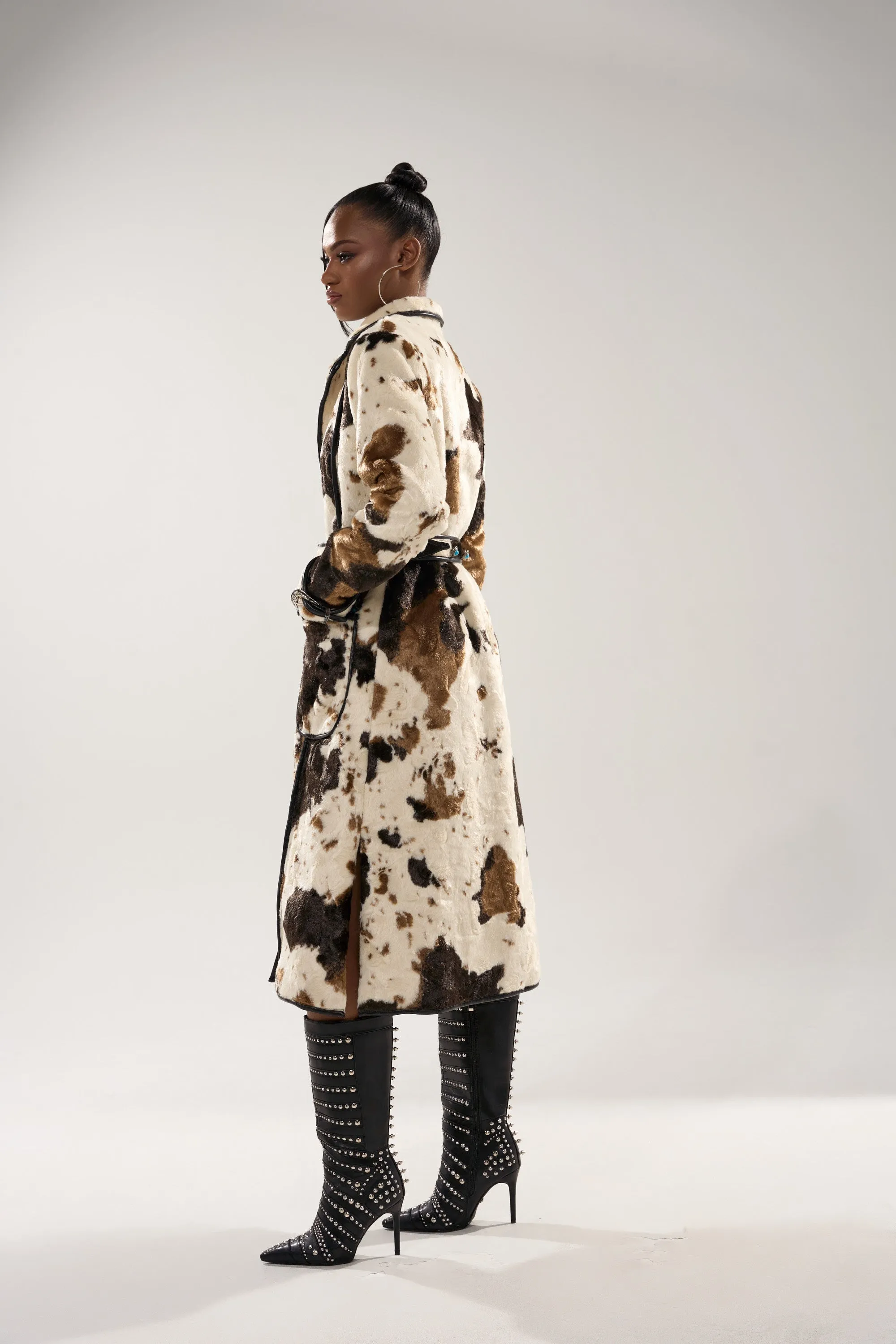 RIDE EM COW PRINT TRENCH sold by AKIRA product image thumbnail 5