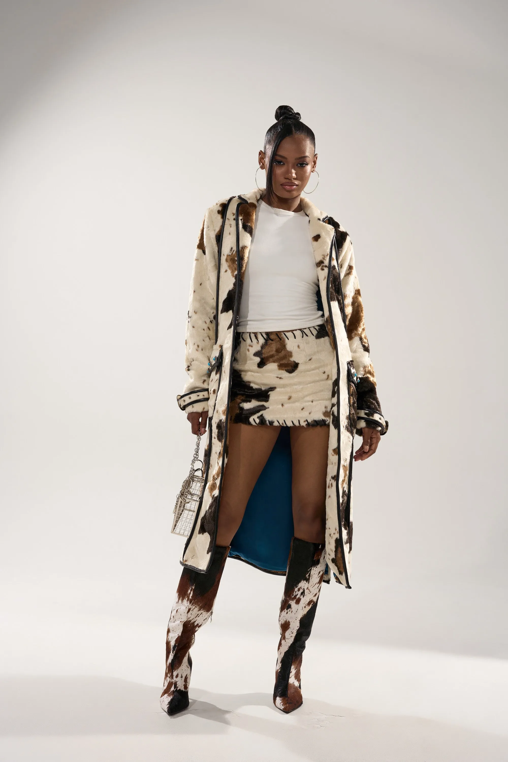 RIDE EM COW PRINT TRENCH sold by AKIRA product image thumbnail 2