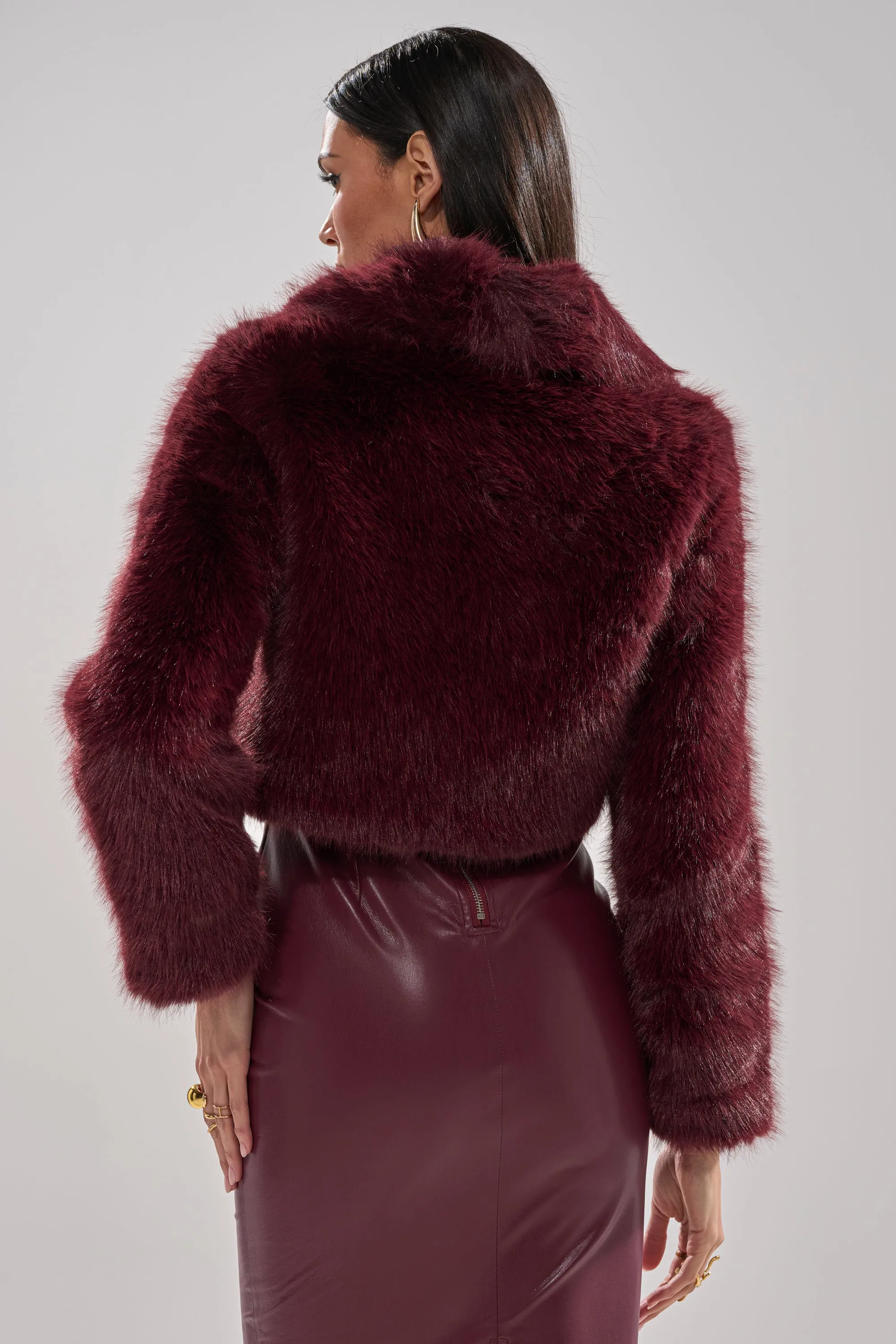 CADENCE FAUX FUR IN BURGUNDY sold by AKIRA product image thumbnail 5